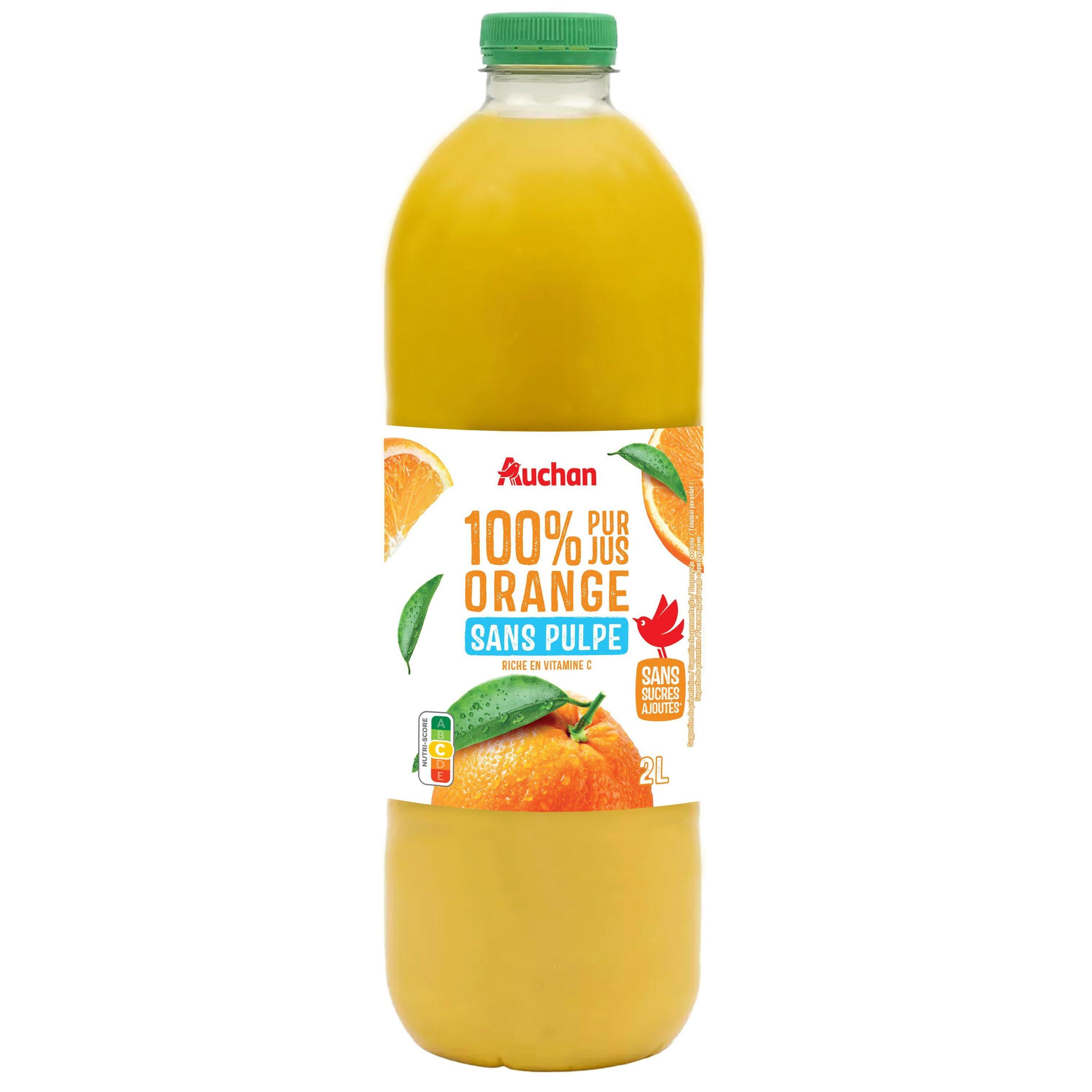 Voir la diapositive 4 : AUCHAN Pur jus d'orange sans pulpe 2l