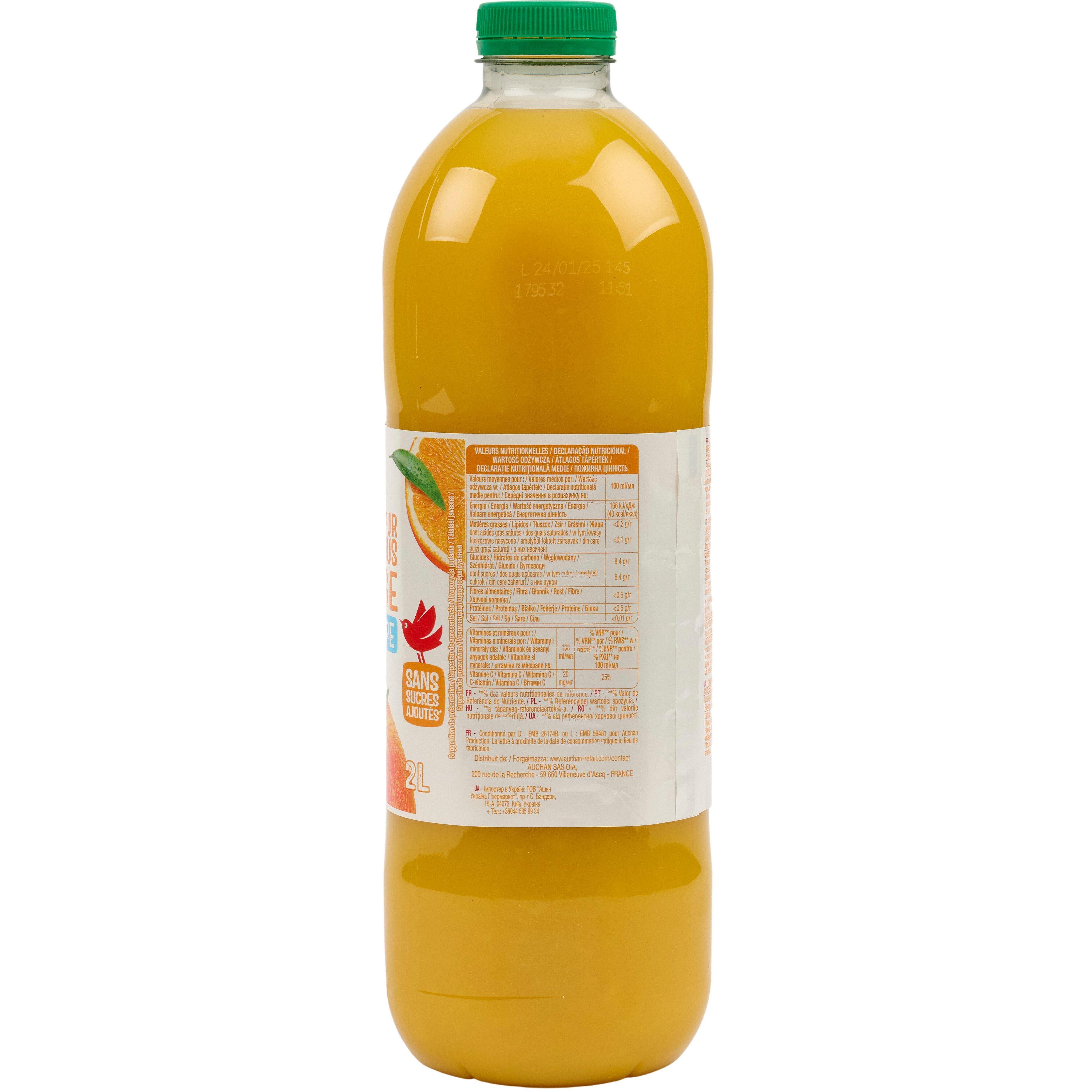 Voir la diapositive 5 : AUCHAN Pur jus d'orange sans pulpe 2l
