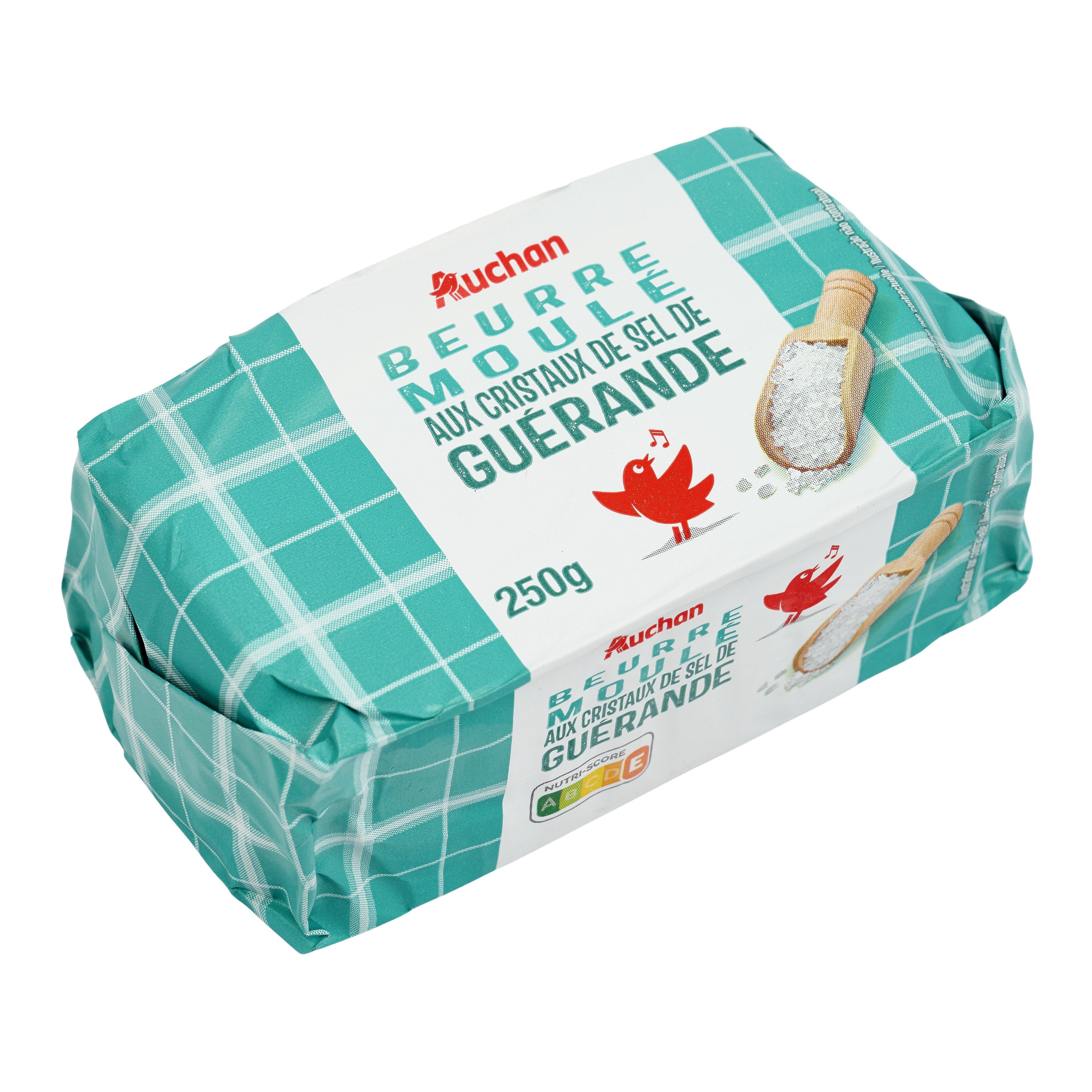 Voir la diapositive 2 : AUCHAN Beurre moulé aux cristaux de sel de Guérande 250g