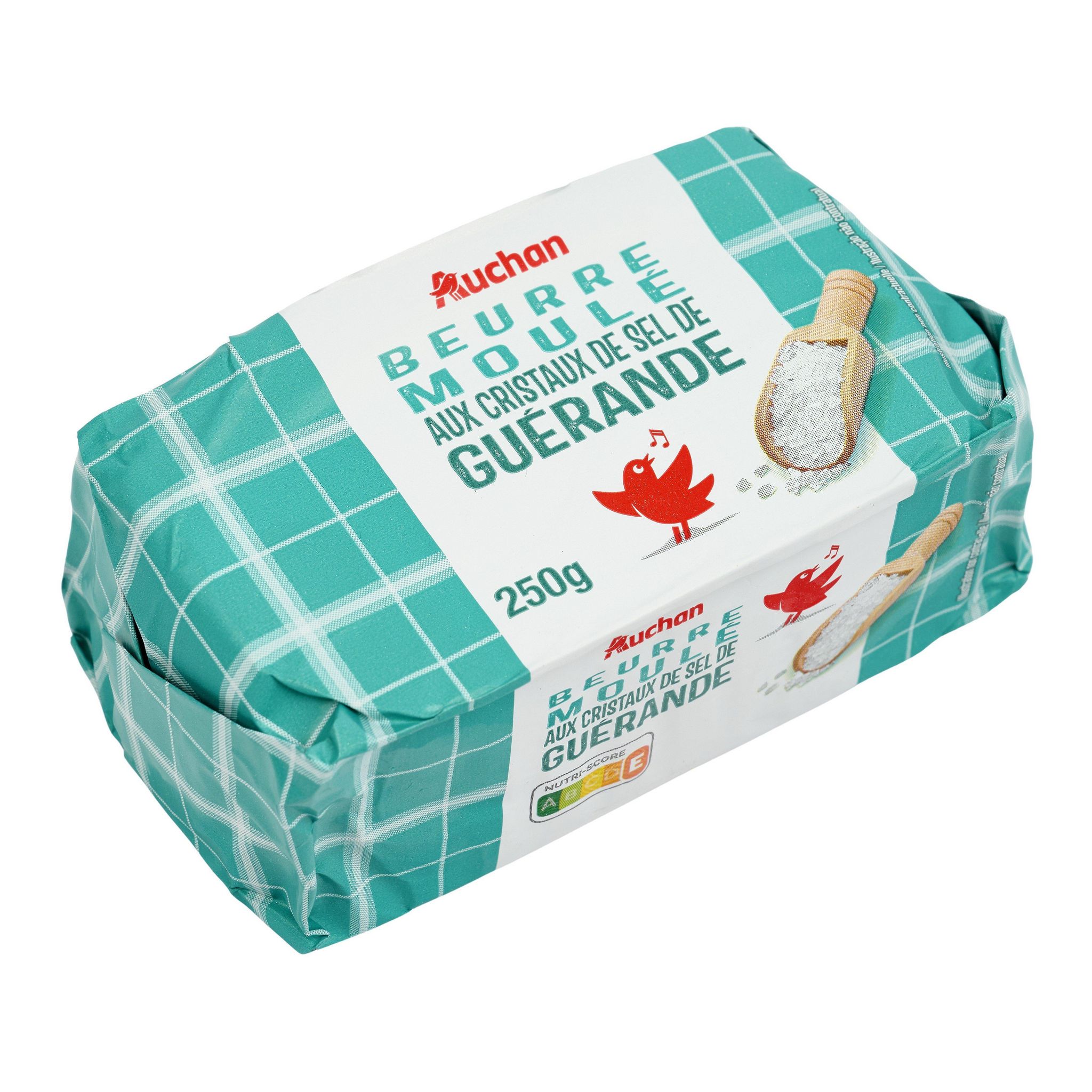 Voir la diapositive 2 : AUCHAN Beurre moulé aux cristaux de sel de Guérande 250g
