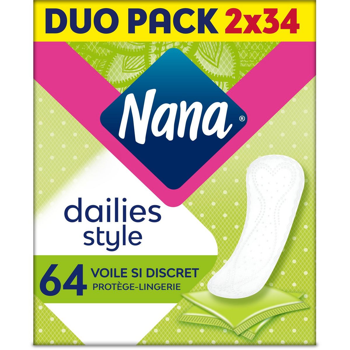 NANA Protège-lingerie individuelle fraîcheur quotidienne voile discret 64 pièces 2x32 pièces