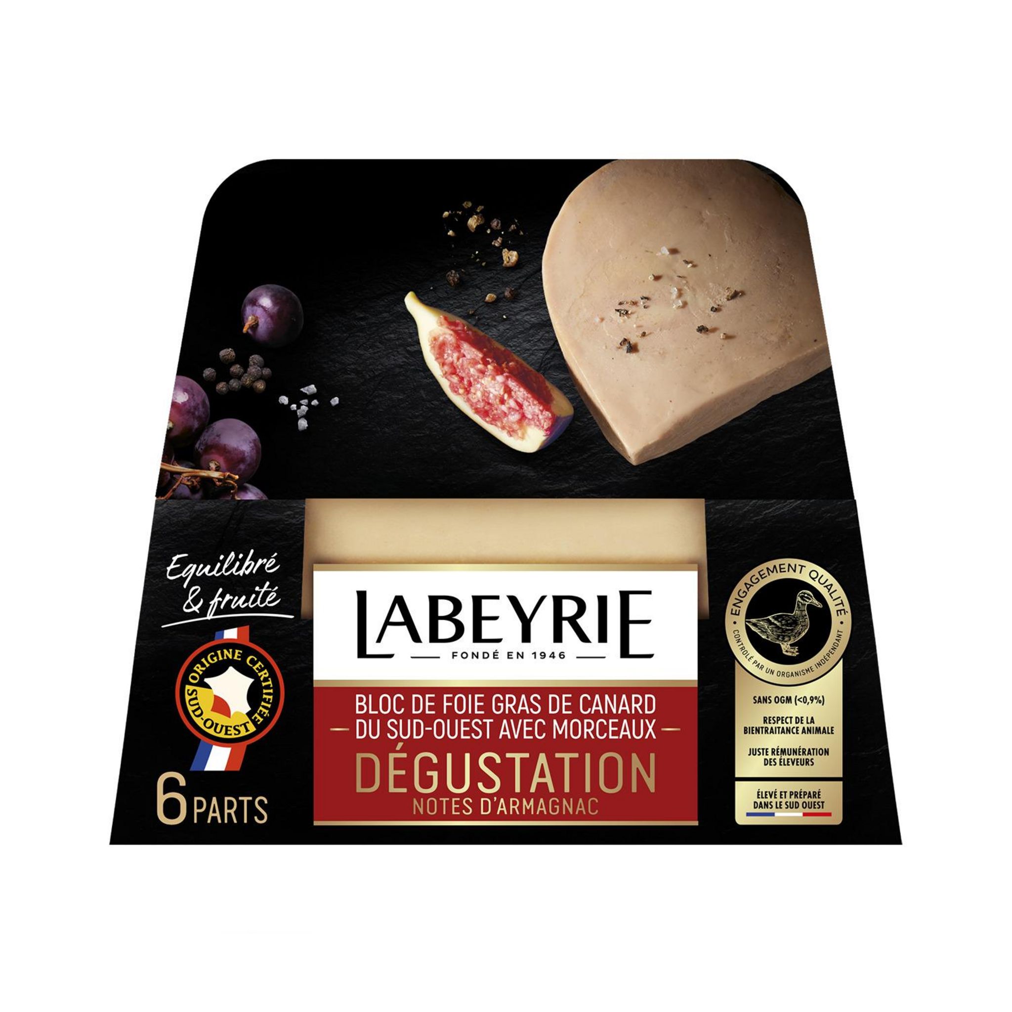 Voir la diapositive 2 : LABEYRIE Bloc de foie gras de canard IGP avec morceaux 6 parts 200g