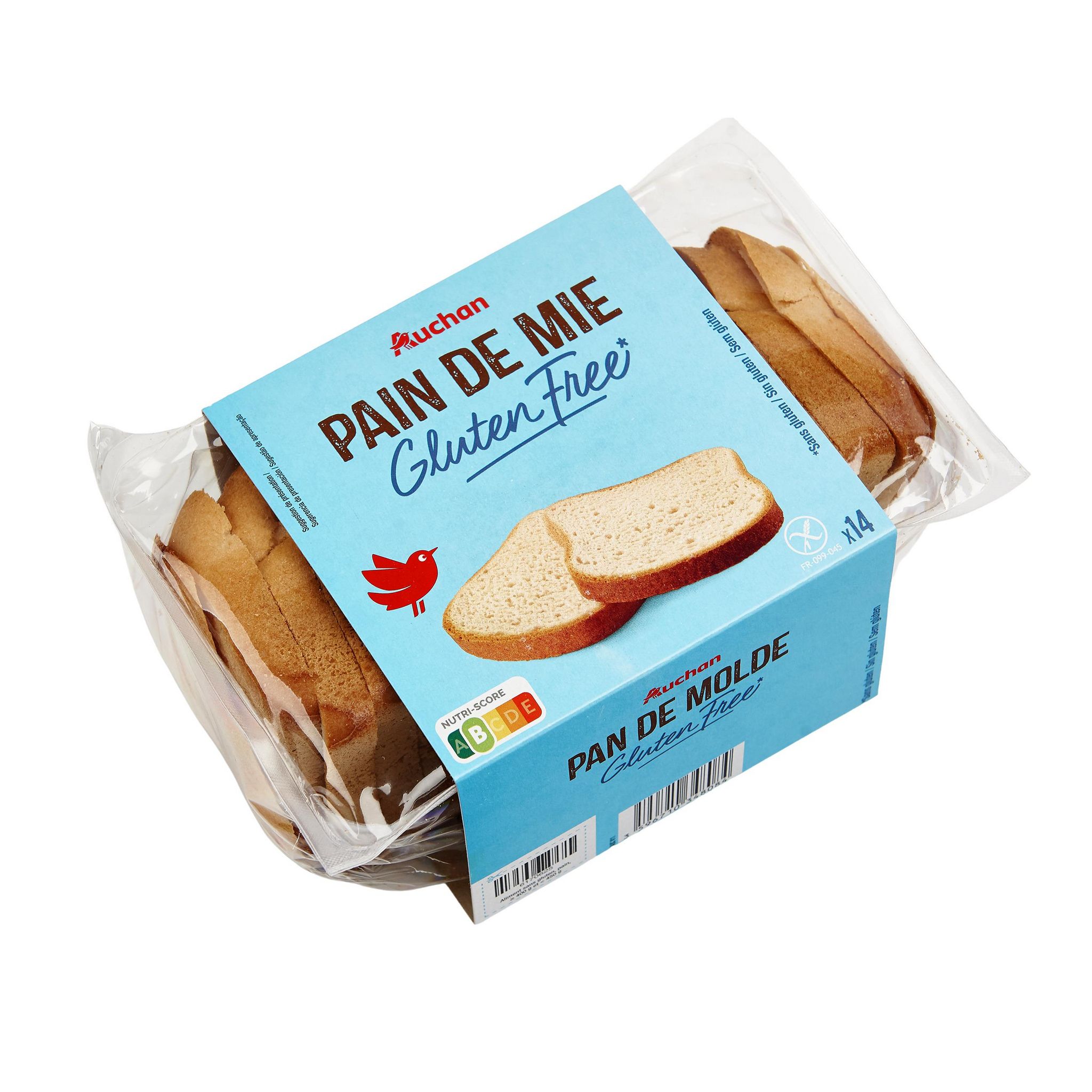 Voir la diapositive 2 : AUCHAN Pain de mie sans gluten 16 tranches 400g