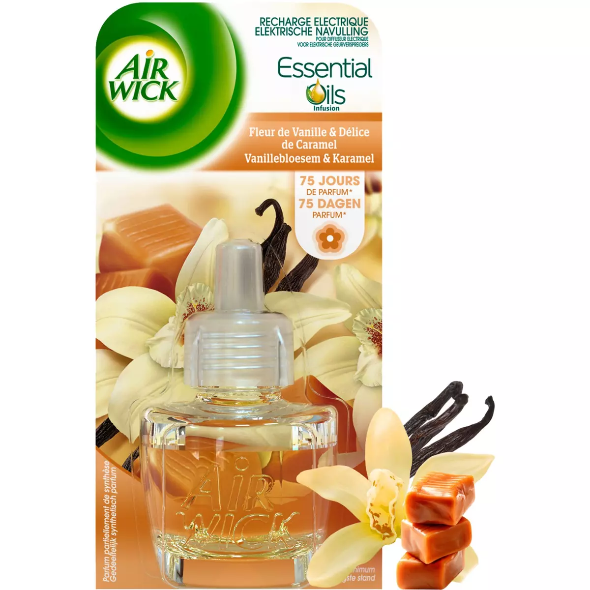 AIR WICK Essential Oils recharge pour diffuseur electrique vanille caramel 19ml