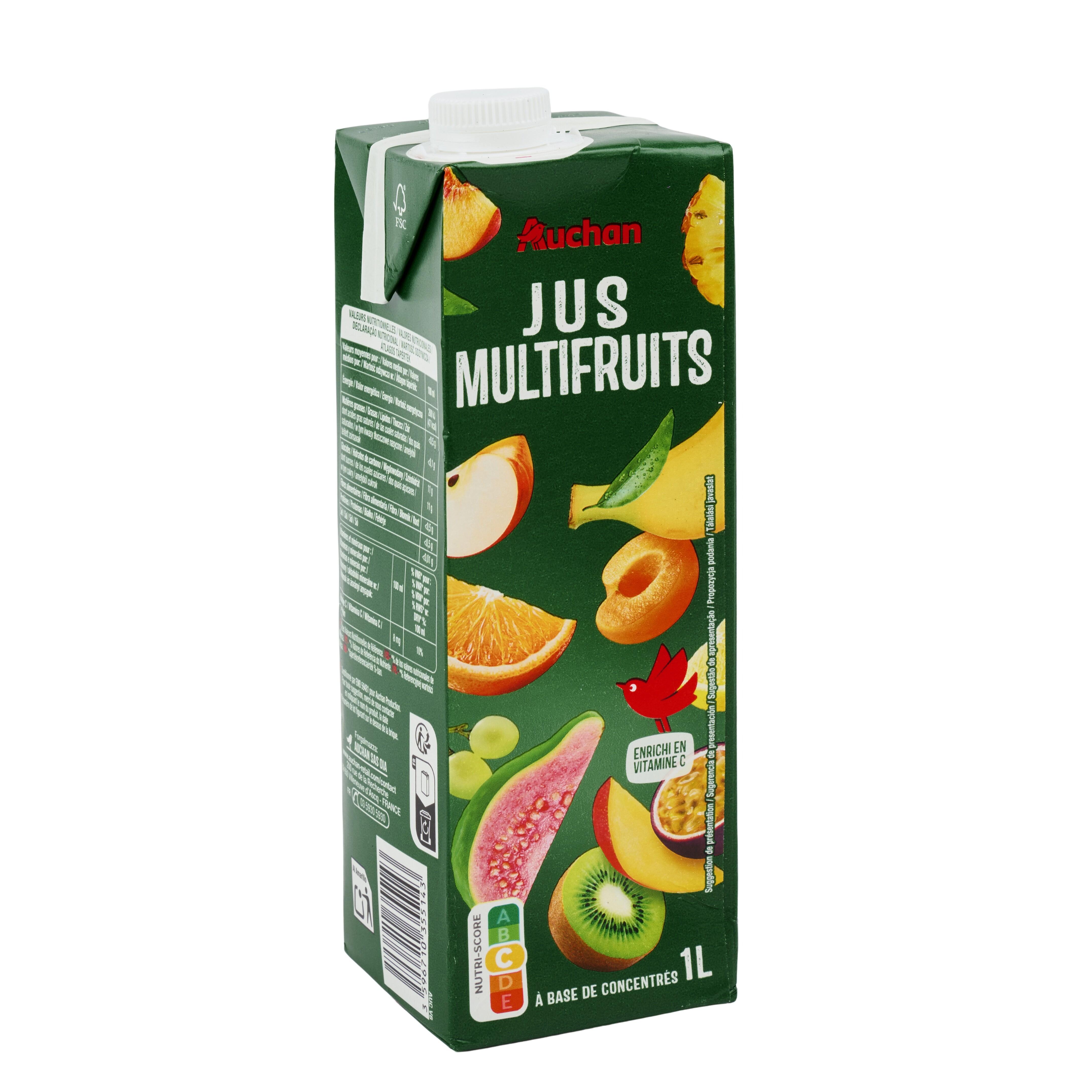 Voir la diapositive 3 : AUCHAN Jus multifruits à base de concentré brique 1l
