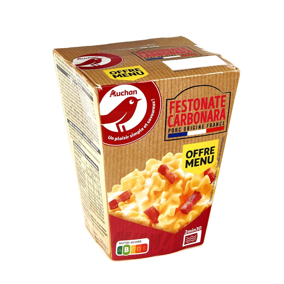 AUCHAN Box festonate à la carbonara sans couverts 300g