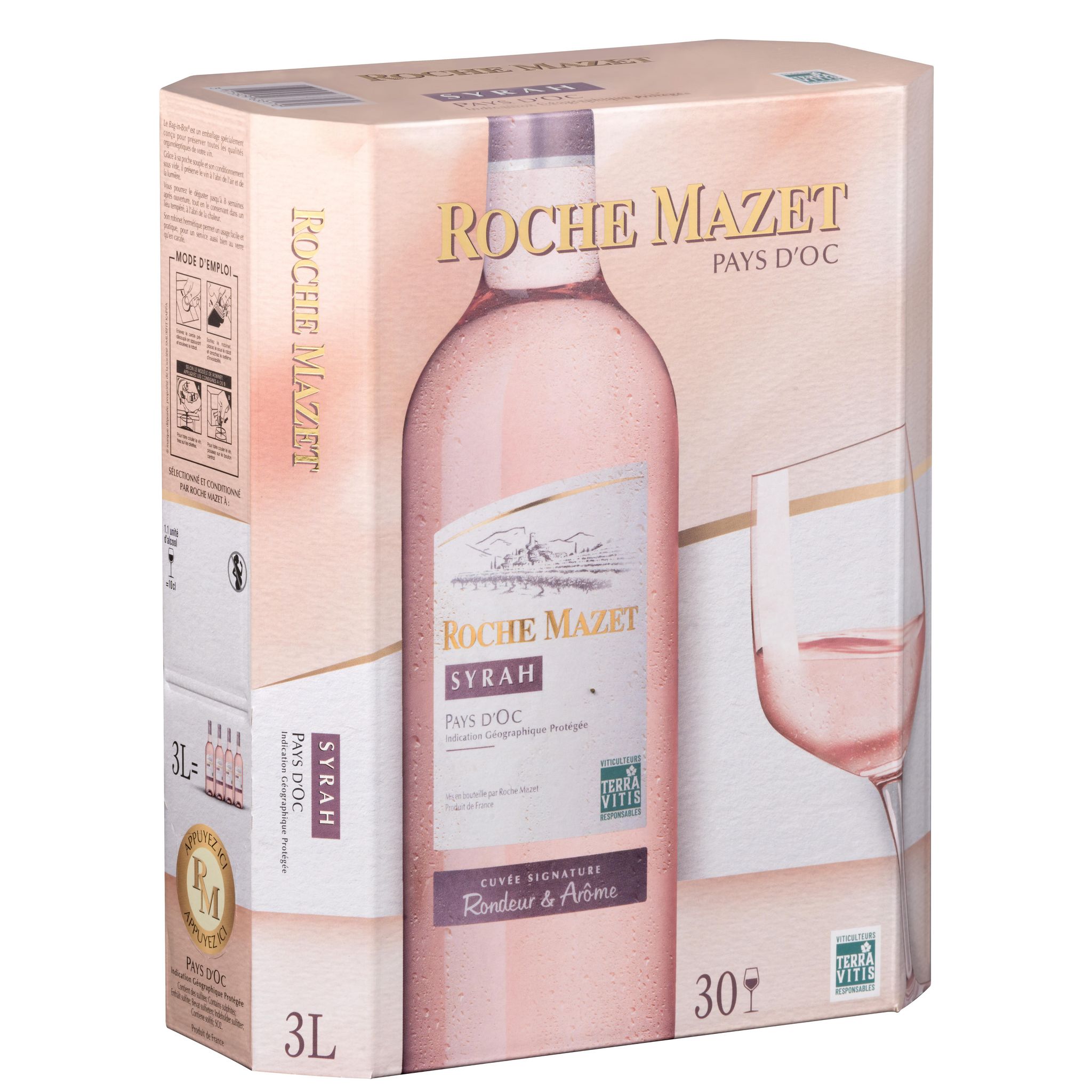 Voir la diapositive 2 : ROCHE MAZET IGP Pays-d'Oc Syrah rosé Bib 3l