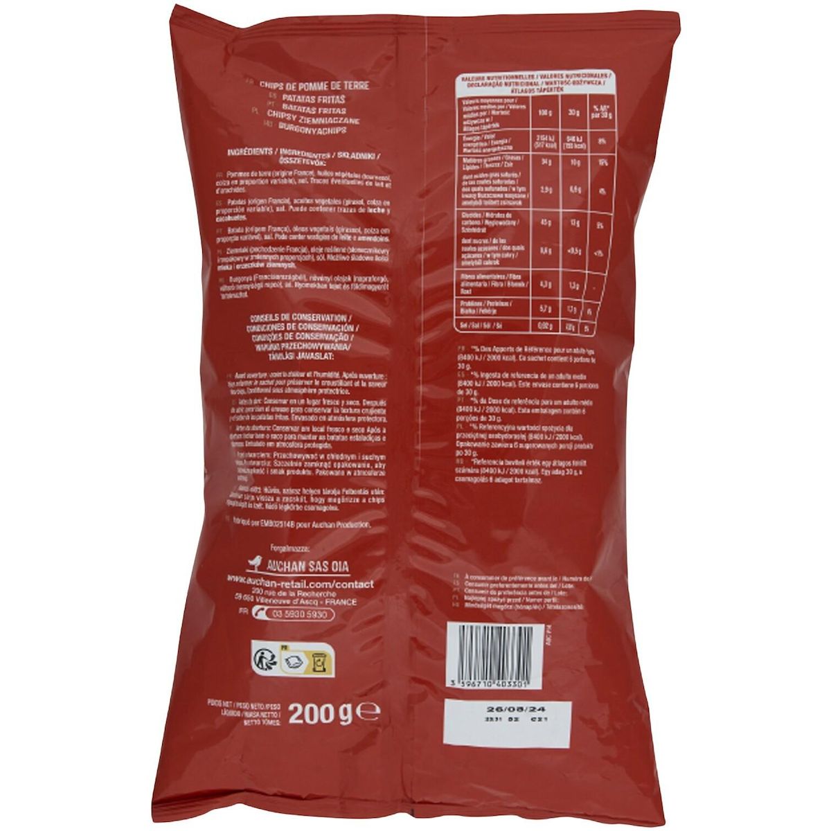 AUCHAN Chips nature 200g