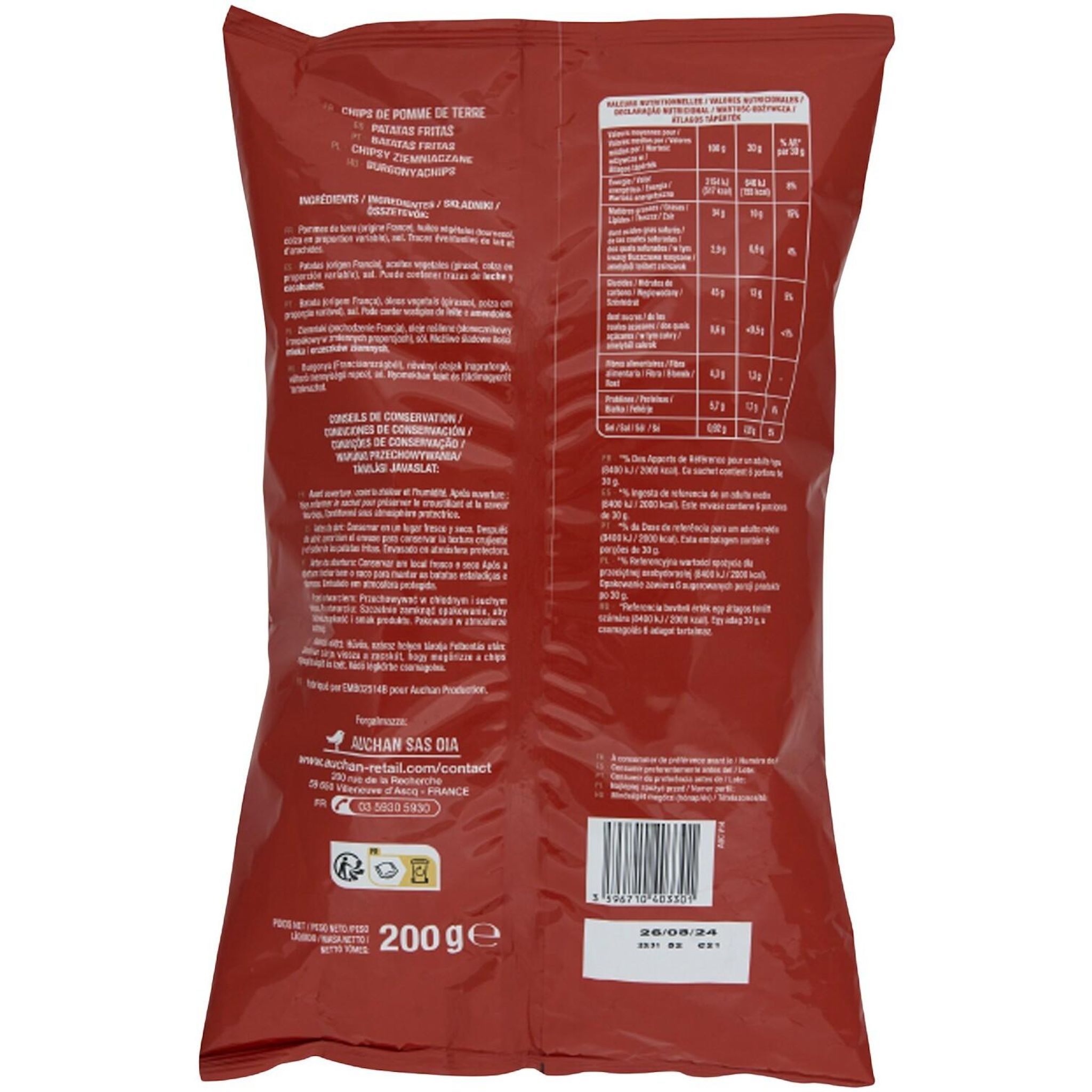 Voir la diapositive 2 : AUCHAN Chips nature 200g
