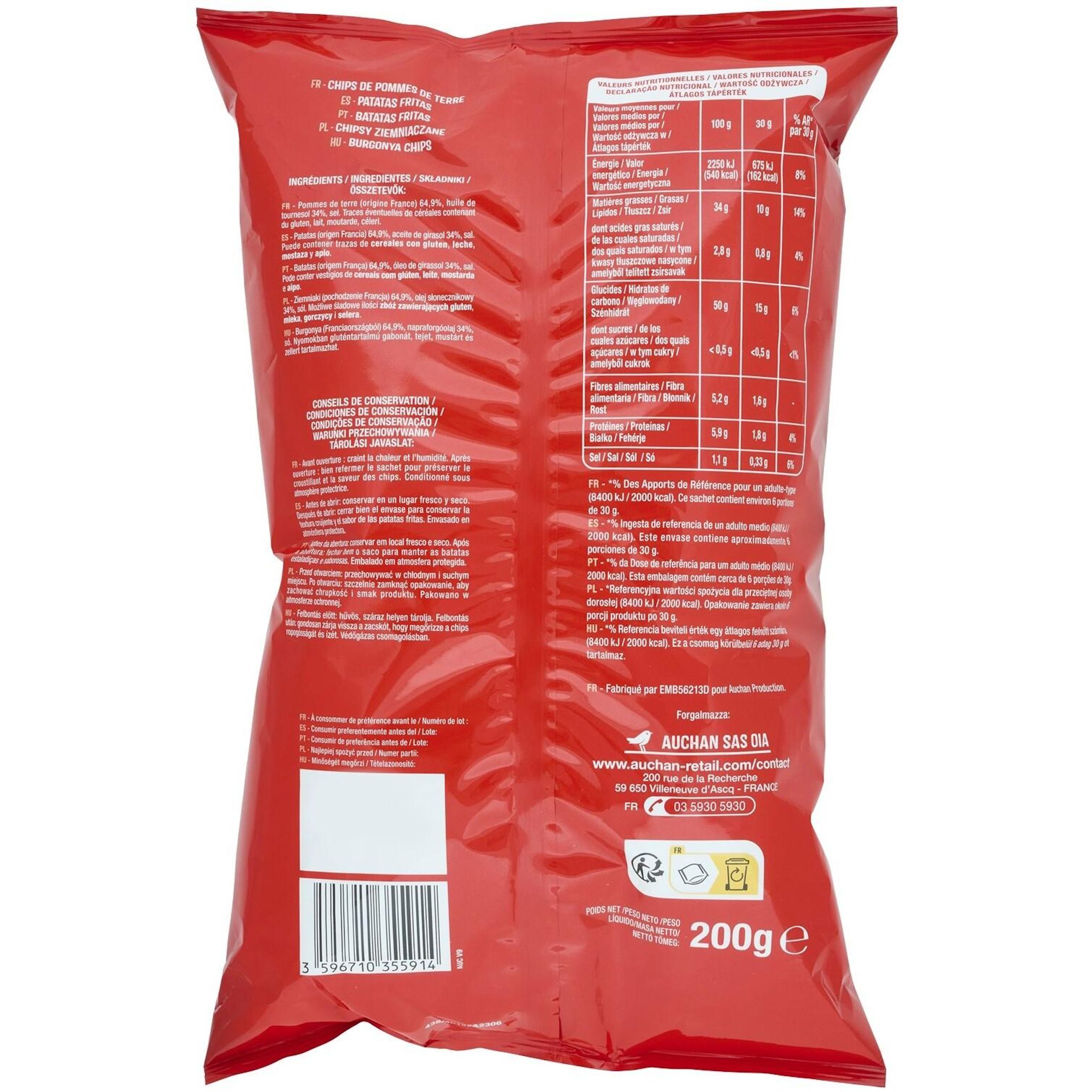 Voir la diapositive 4 : AUCHAN Chips nature 200g