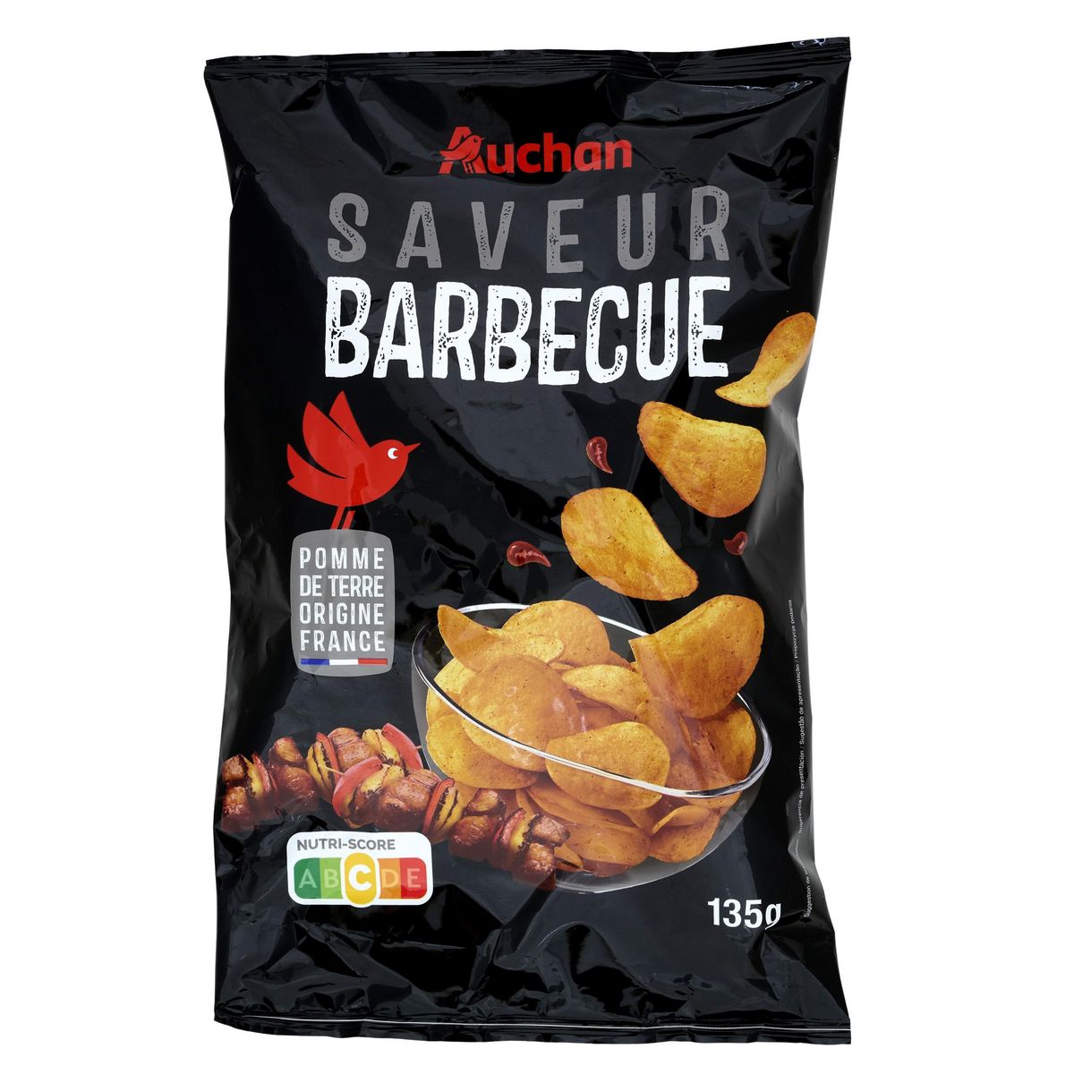 AUCHAN Chips saveur barbecue 135g