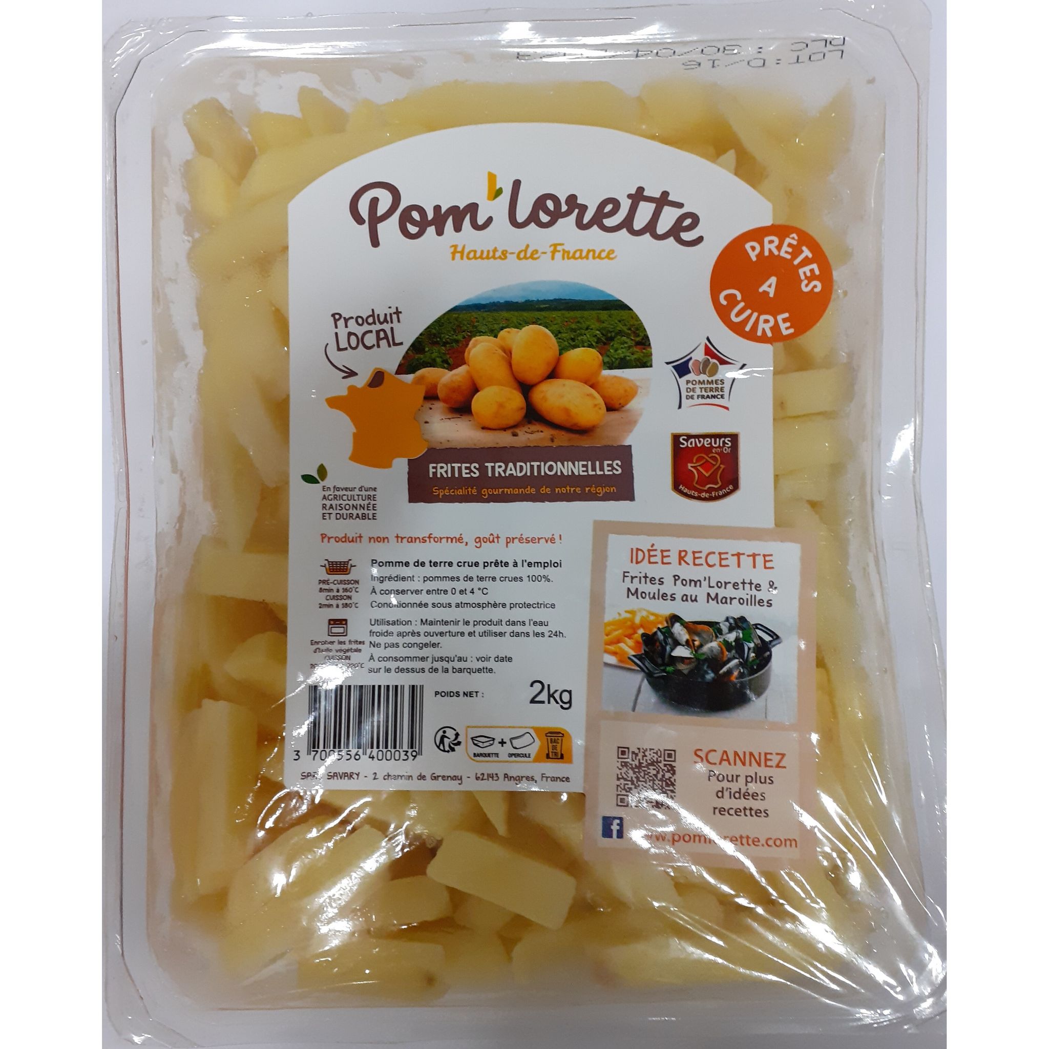POM LORETTE Frites traditionnelles crues 2kg