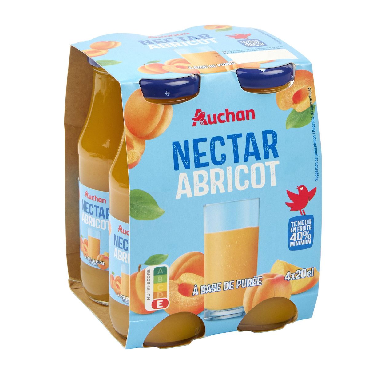 AUCHAN Nectar d'abricot bouteilles 4x20cl