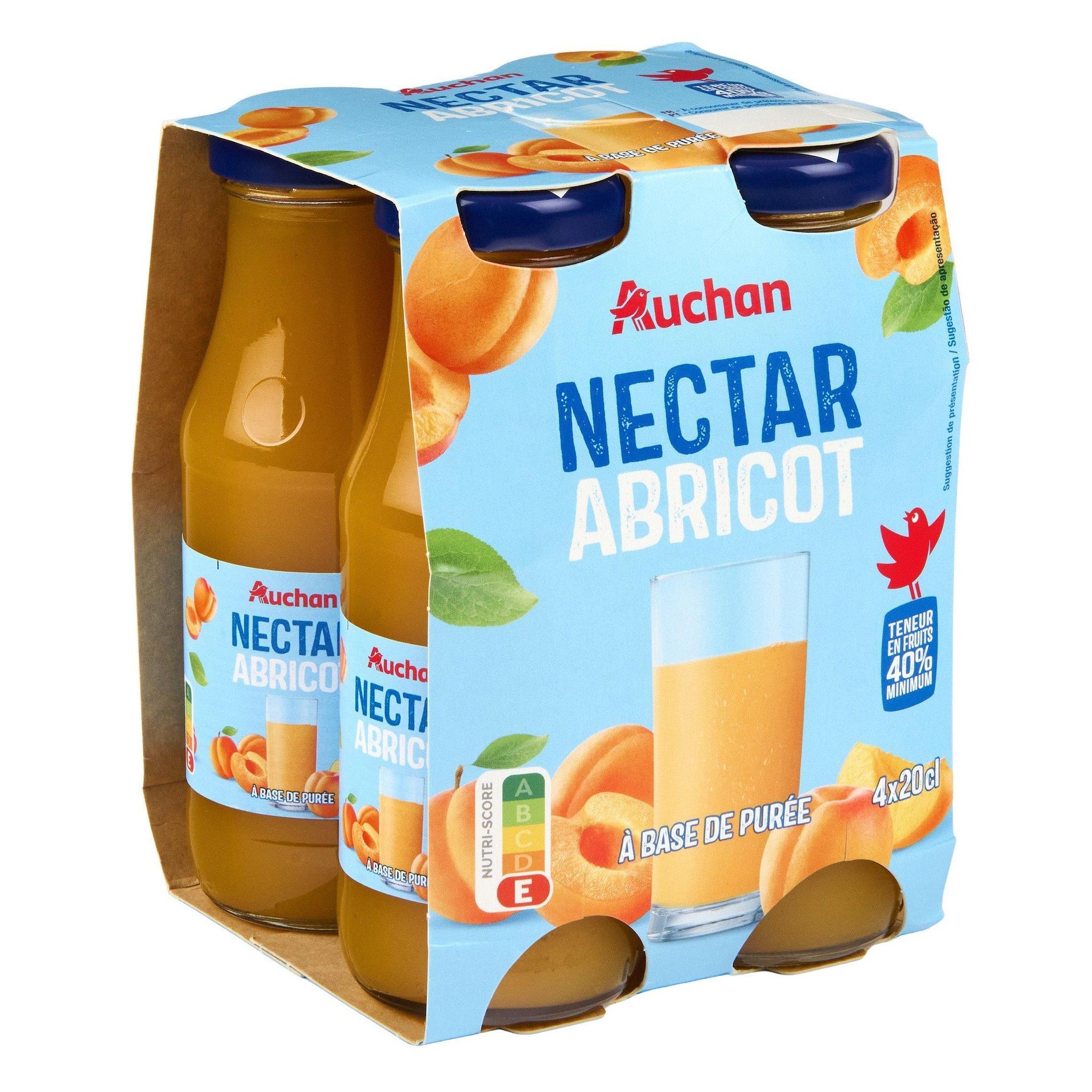 Voir la diapositive 4 : AUCHAN Nectar d'abricot bouteilles 4x20cl