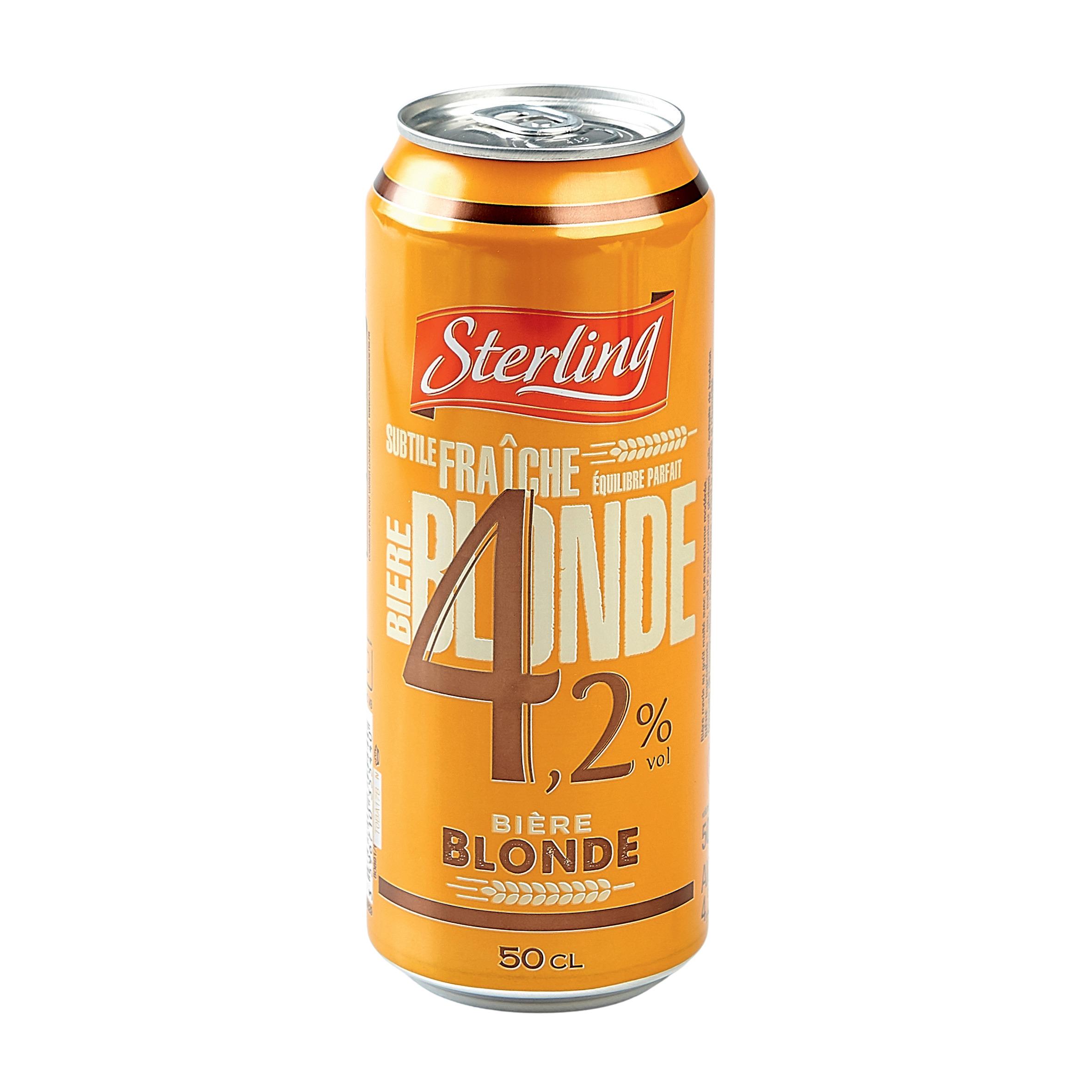 Voir la diapositive 2 : STERLING Bière blonde 4,5% boîte 50cl
