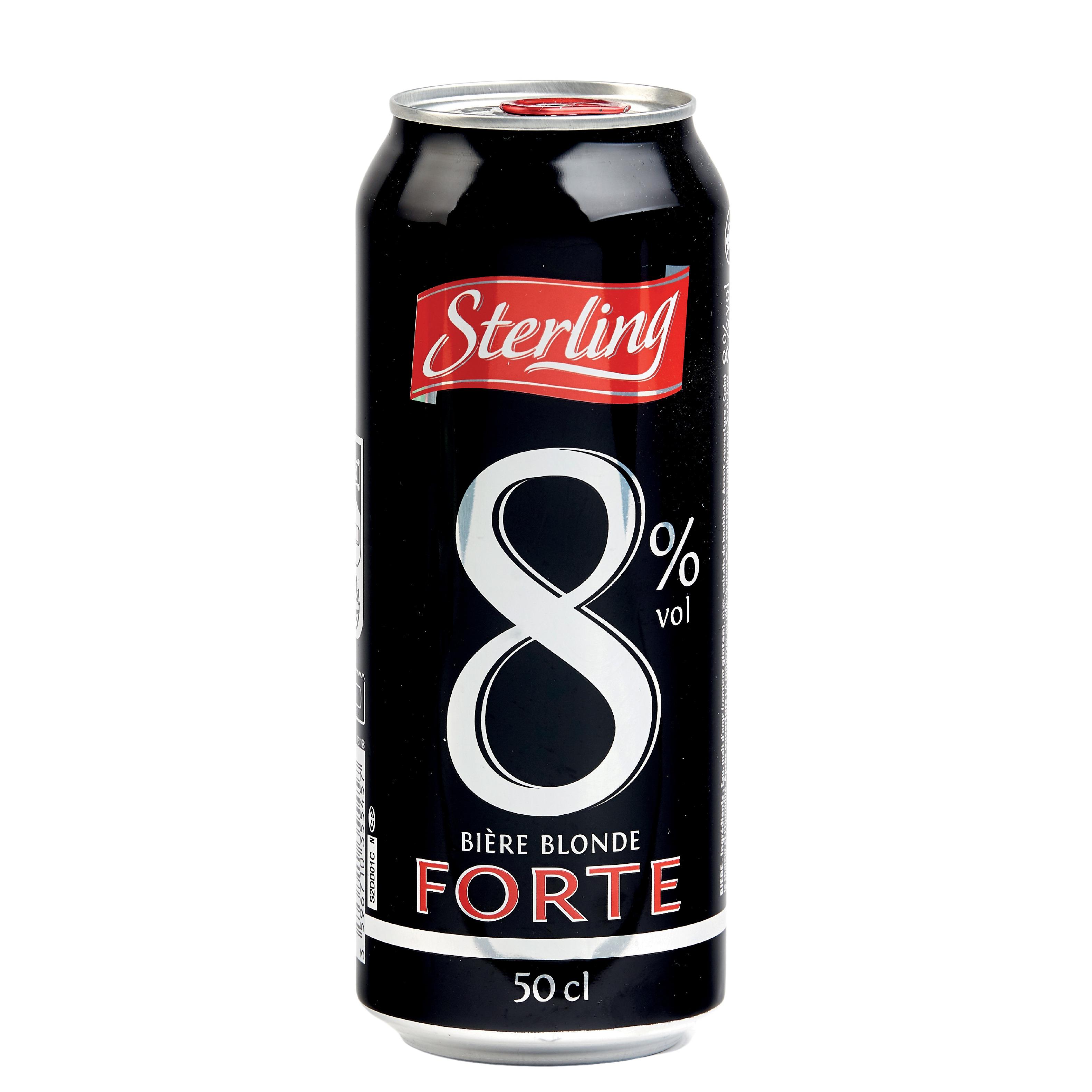 Voir la diapositive 2 : STERLING Bière blonde forte 8% boîte 50cl
