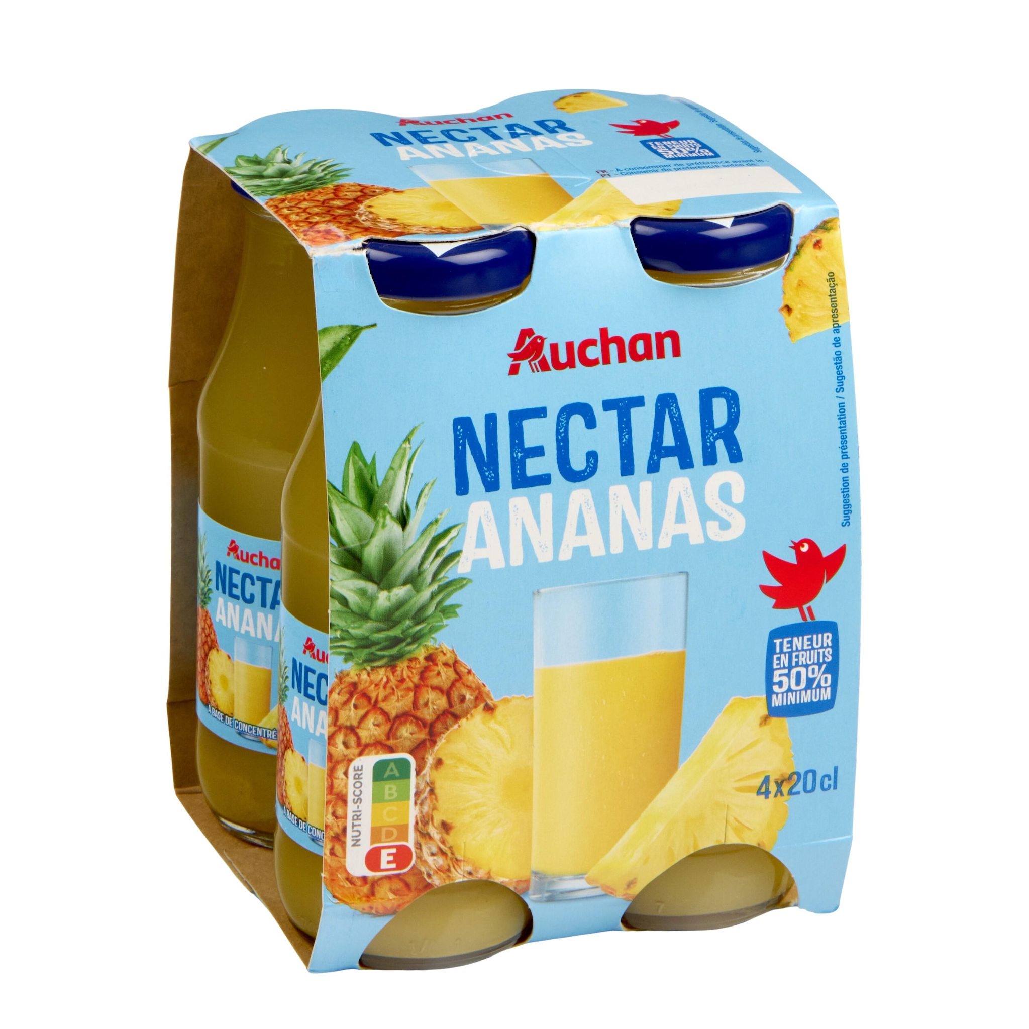 Voir la diapositive 4 : AUCHAN Nectar d'ananas Instant Gourmand bouteilles 4x20cl