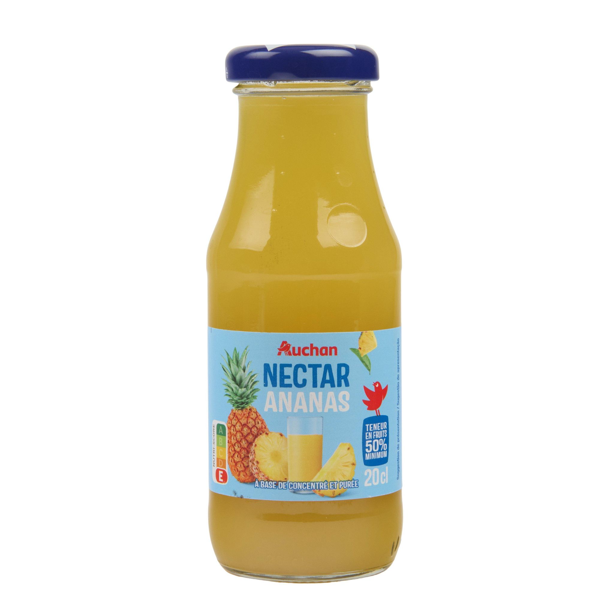 Voir la diapositive 4 : AUCHAN Nectar d'ananas bouteille en verre 20cl