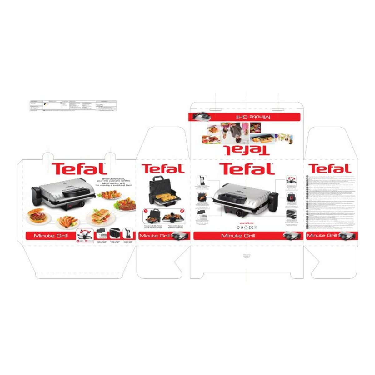 TEFAL Grill viande GC205012 Silver - 1600W, 2 positions de cuisson : Gril double face et Barbecue 180°