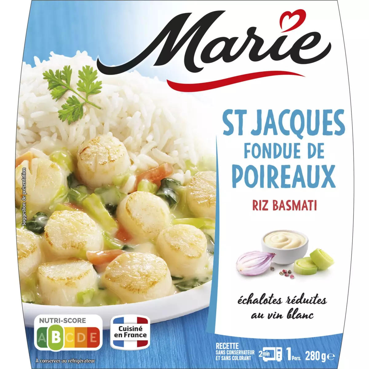 MARIE St-Jacques fondue de poireaux et riz basmati sans couverts 1 portion 280g