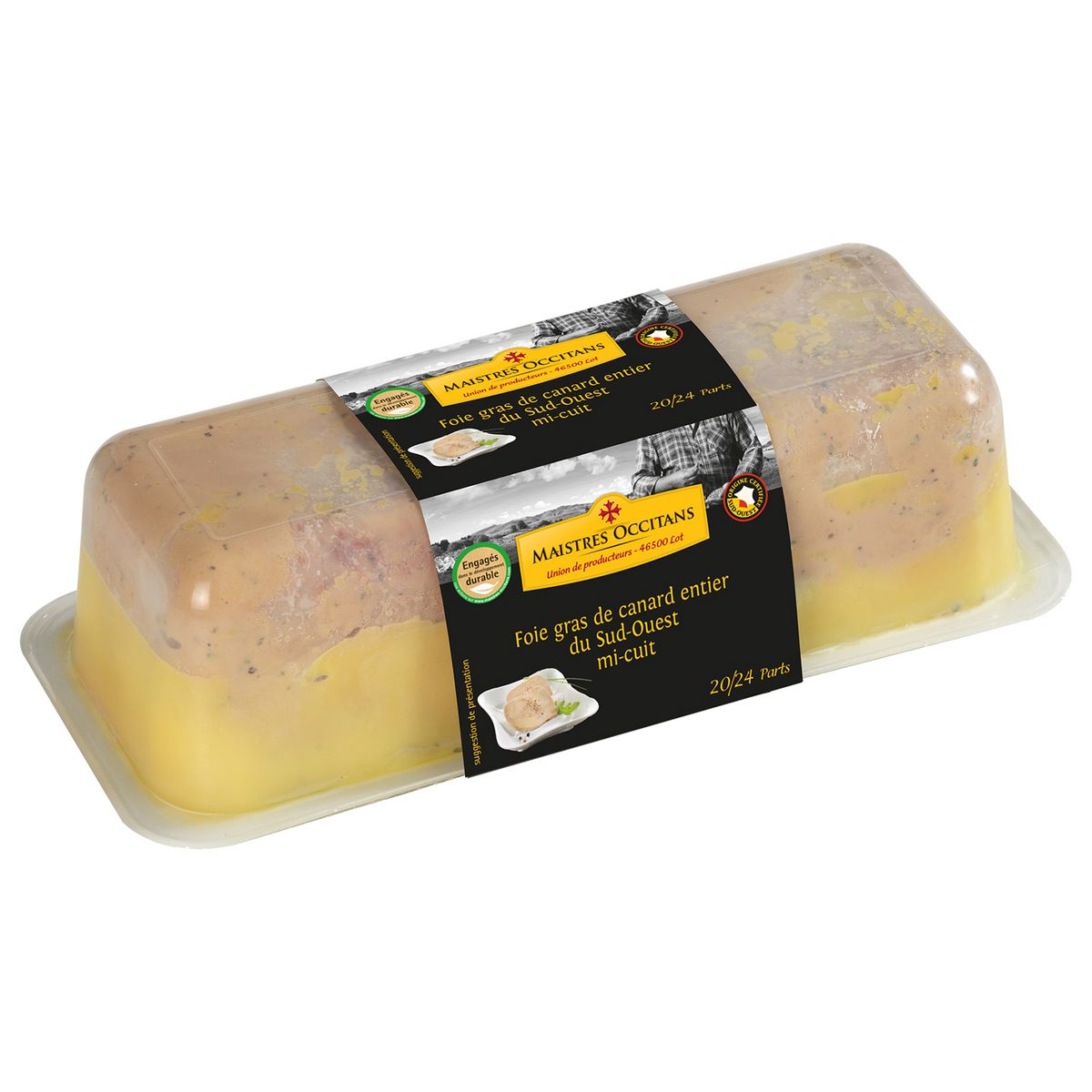 MAISTRES OCCITANS Foie gras de canard entier du Sud-Ouest mi-cuit 20/24 parts 1kg