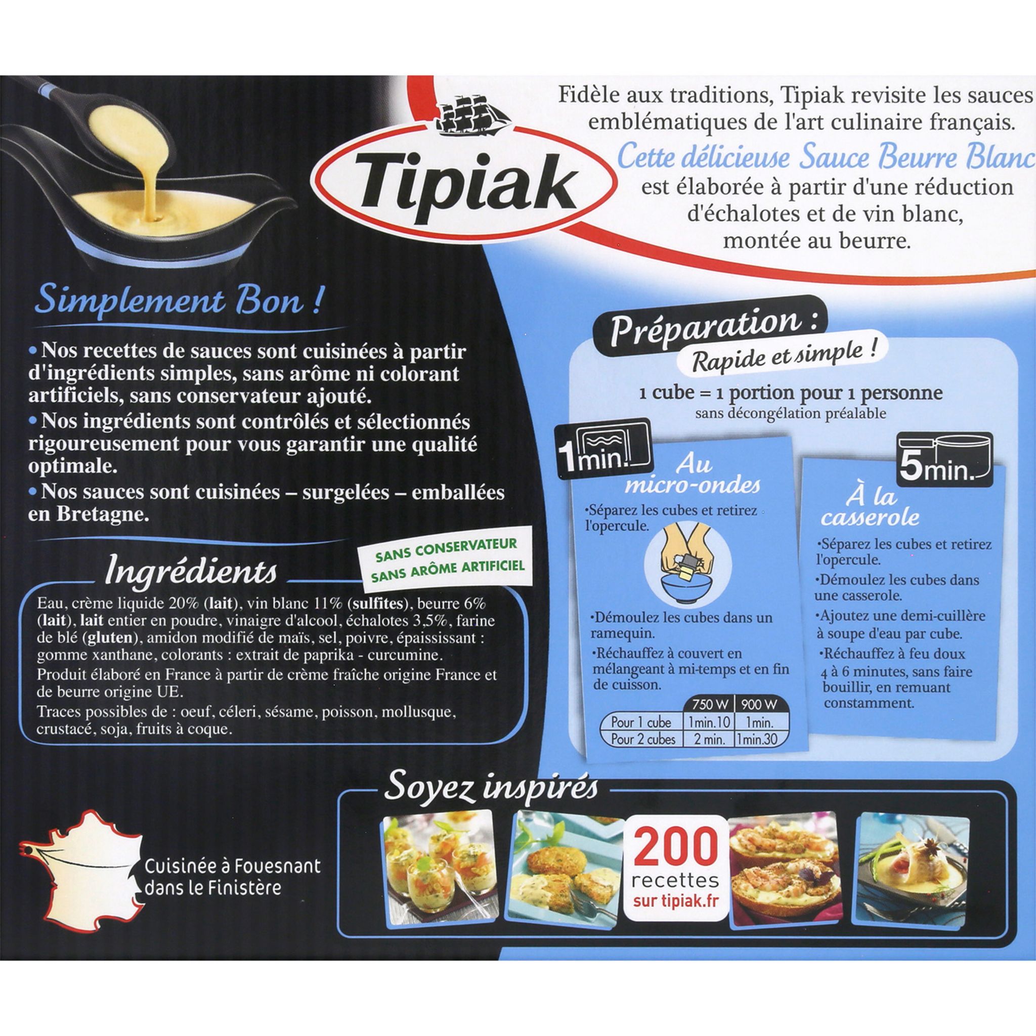 Voir la diapositive 2 : TIPIAK Sauce beurre blanc pour poissons 6 portions 300g