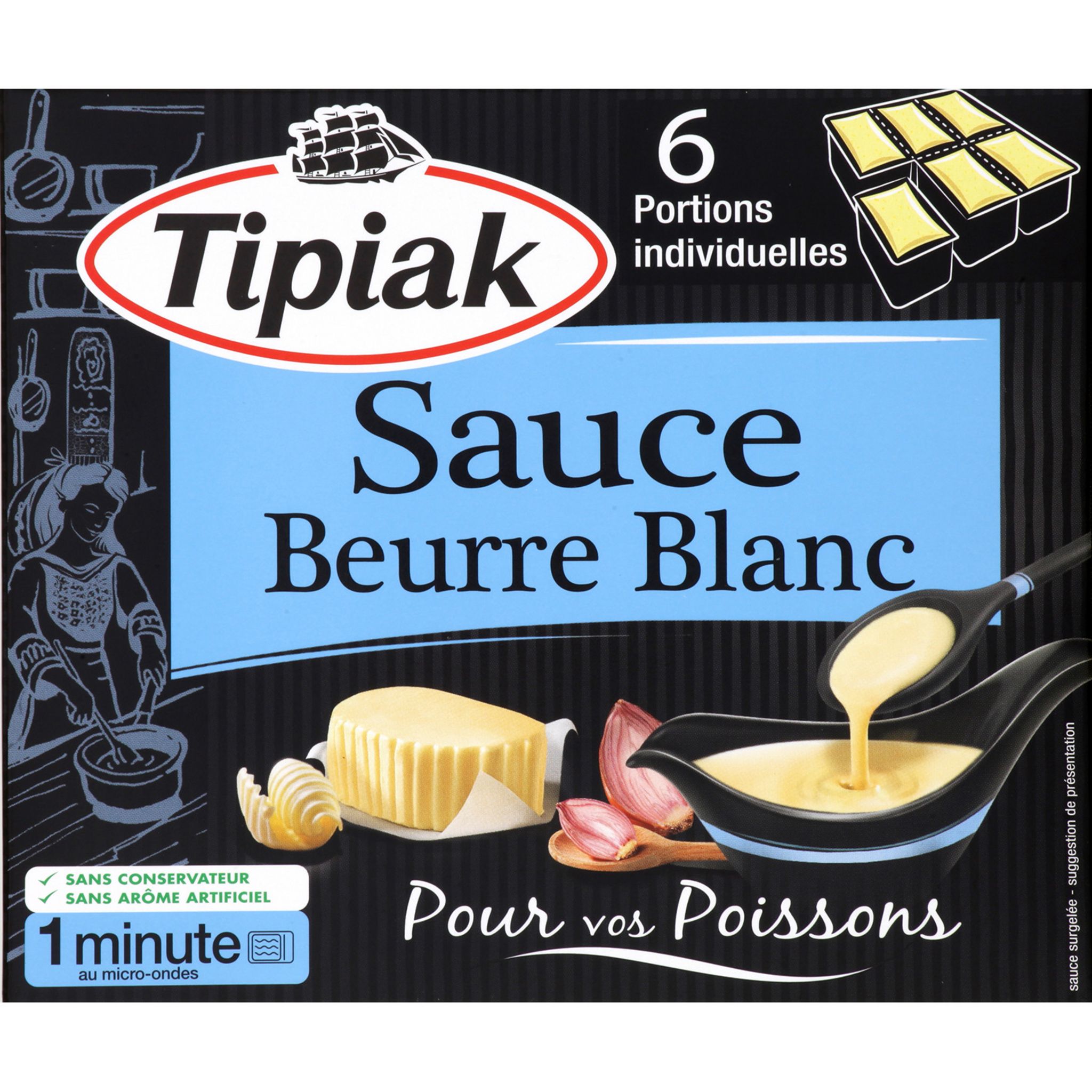 Voir la diapositive 3 : TIPIAK Sauce beurre blanc pour poissons 6 portions 300g
