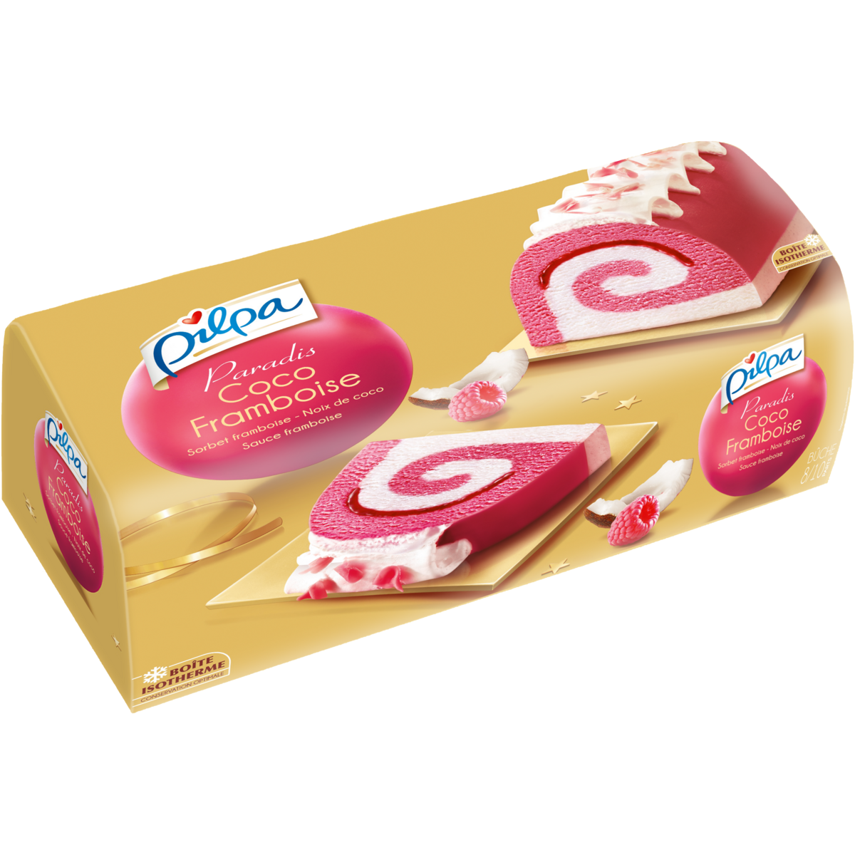 PILPA Paradis Bûche glacée à la framboise et coco 8-10 portions 557g