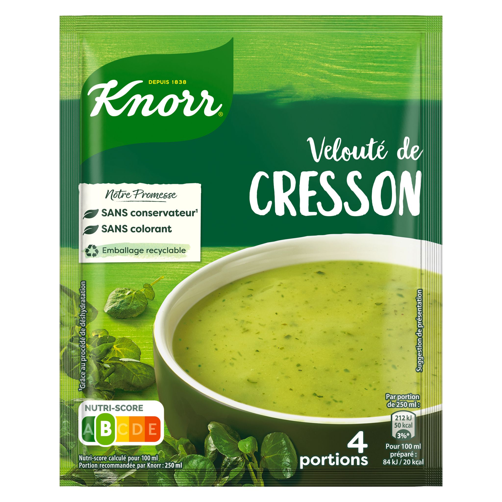 Voir la diapositive 2 : KNORR Velouté de cresson déshydraté 4 personnes 53g