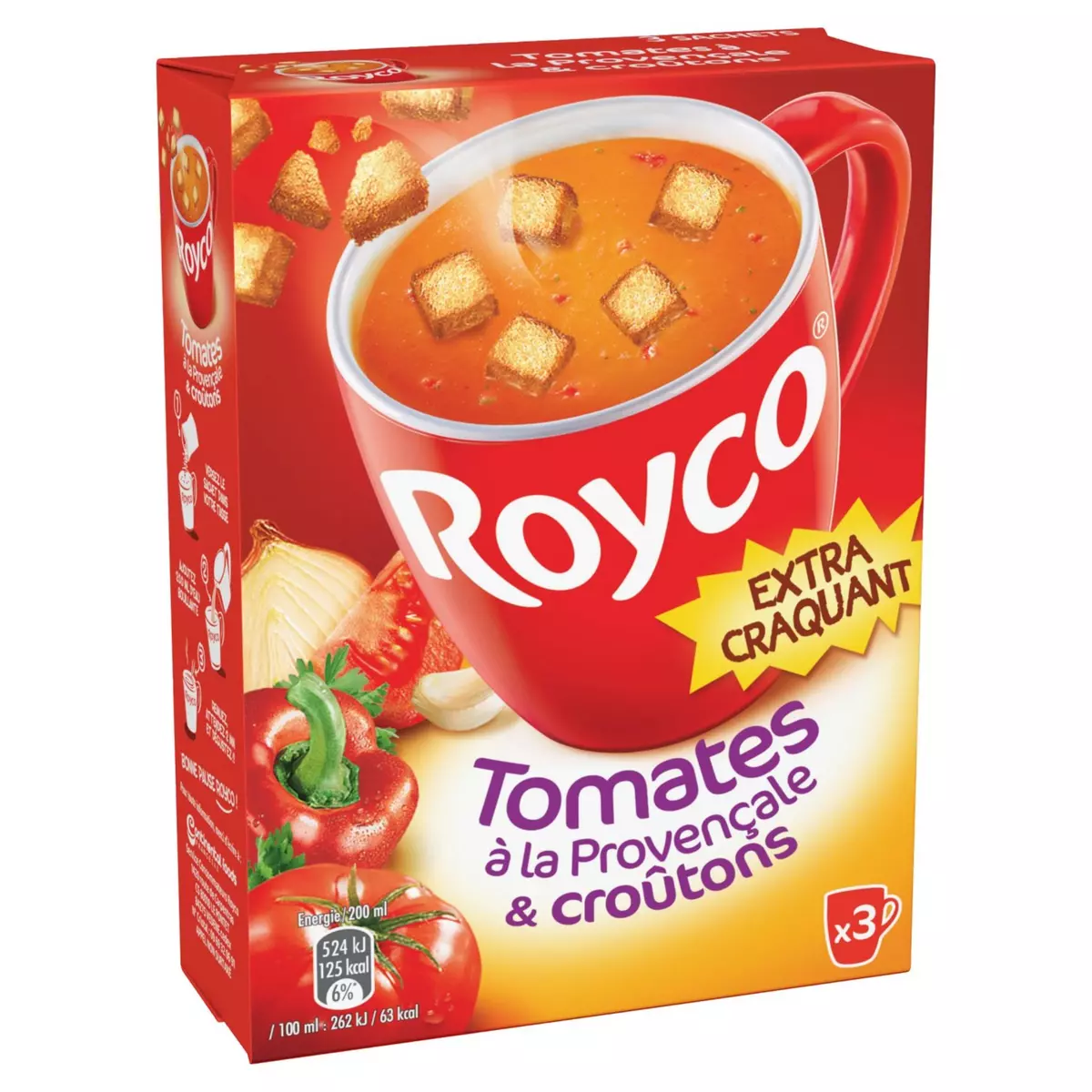 ROYCO Soupe instantanée tomates à la Provençale et croûtons 3 sachets 3x60cl