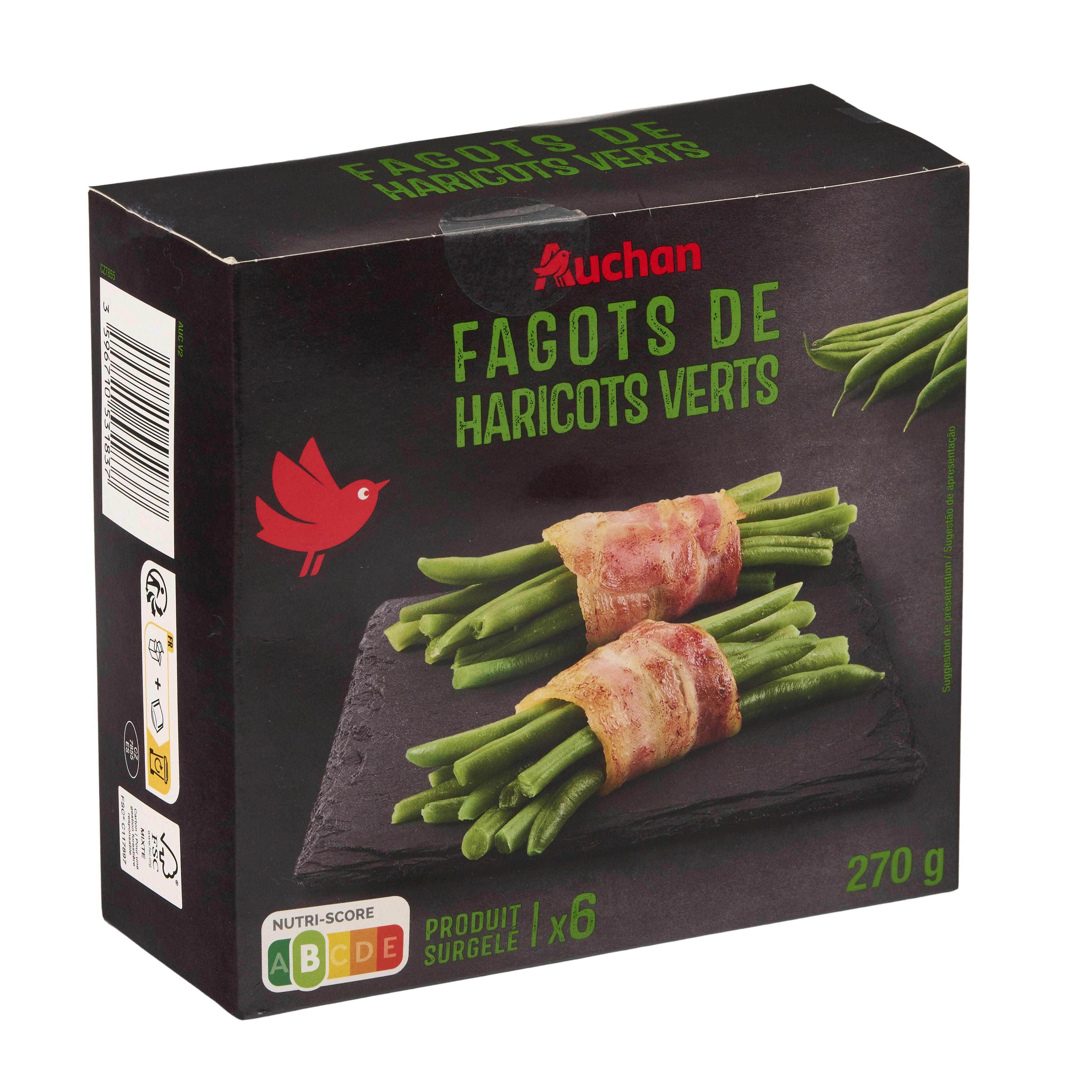 Voir la diapositive 2 : AUCHAN Fagots de haricots verts 6 portions 270g