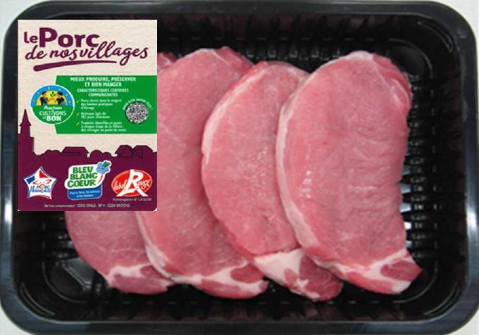 LE PORC DE NOS VILLAGES Cotes de porc Label Rouge x 4 pièces 400g