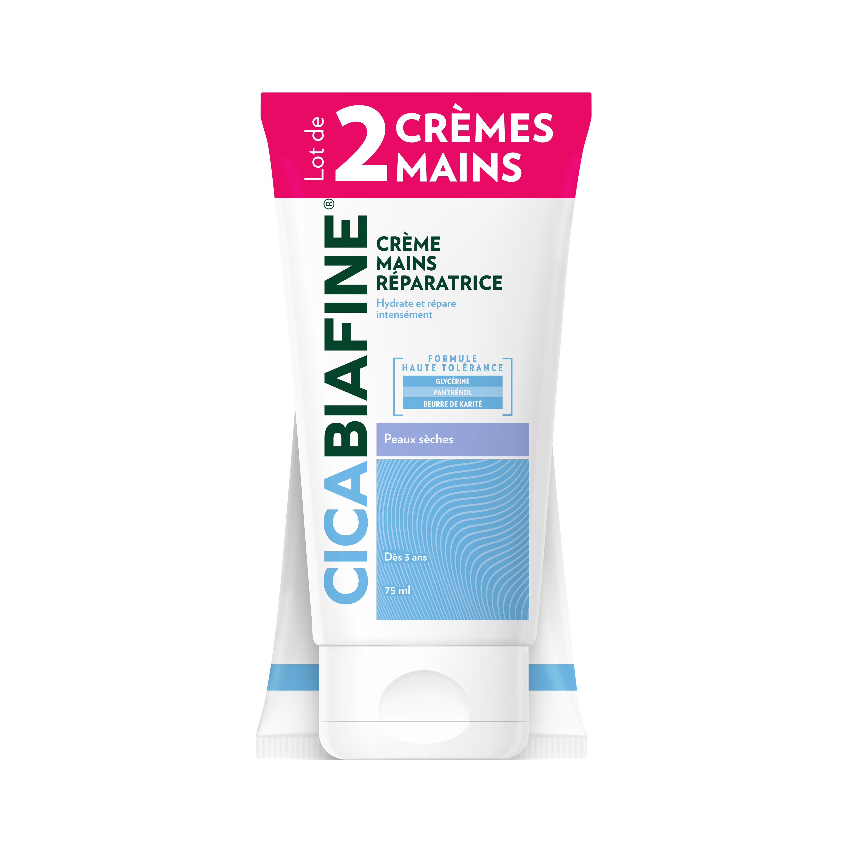 CICABIAFINE Crèmes mains réparatrice pour peaux sèches 2x75ml