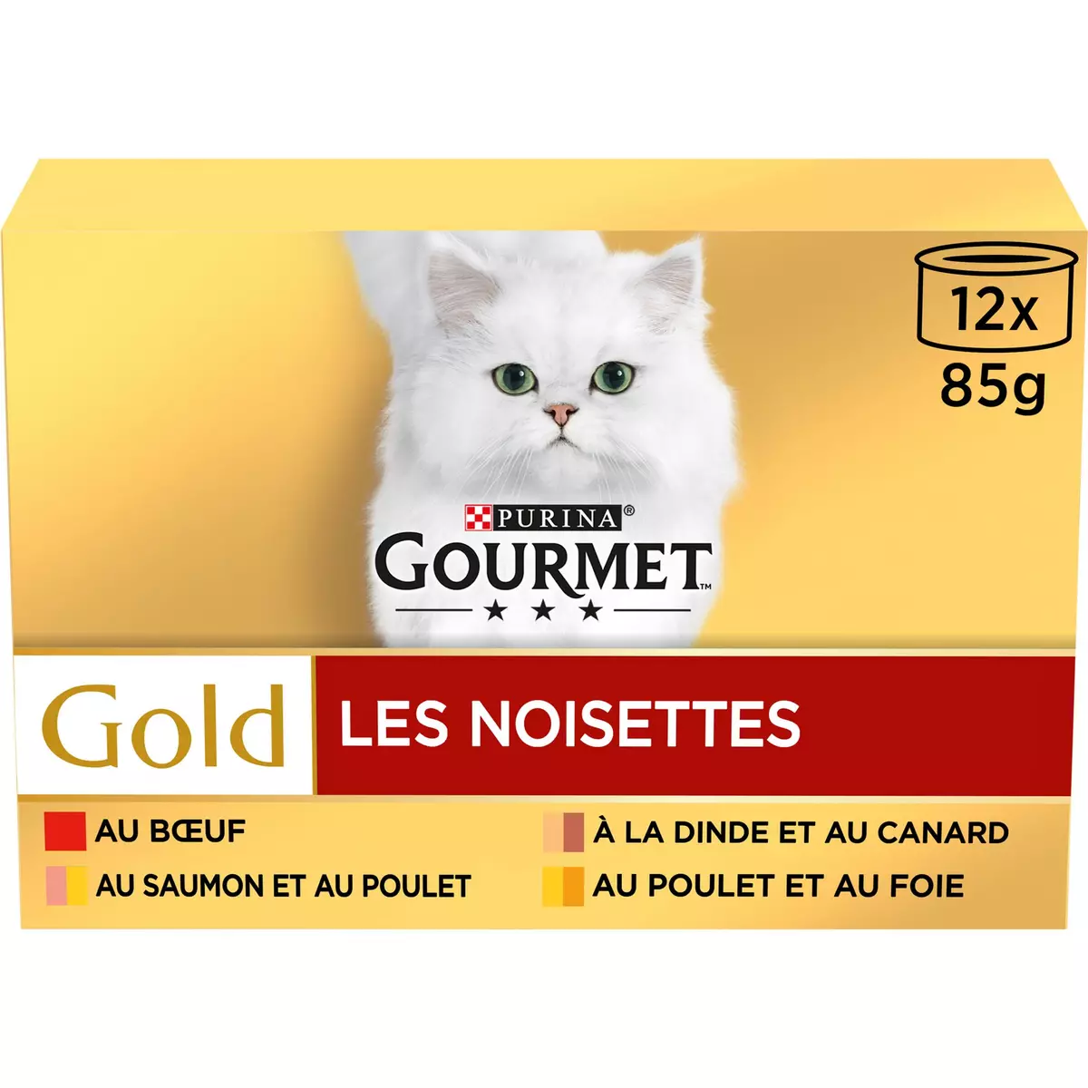 GOURMET Gold Boîtes Les Noisettes saveur viande et poisson pour chat 12 boîtes 12x85g