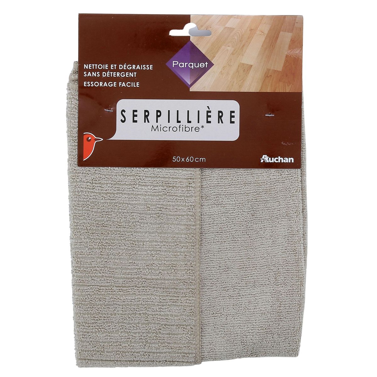 AUCHAN Serpillière microfibre spéciale parquet 50x60 1 serpillière