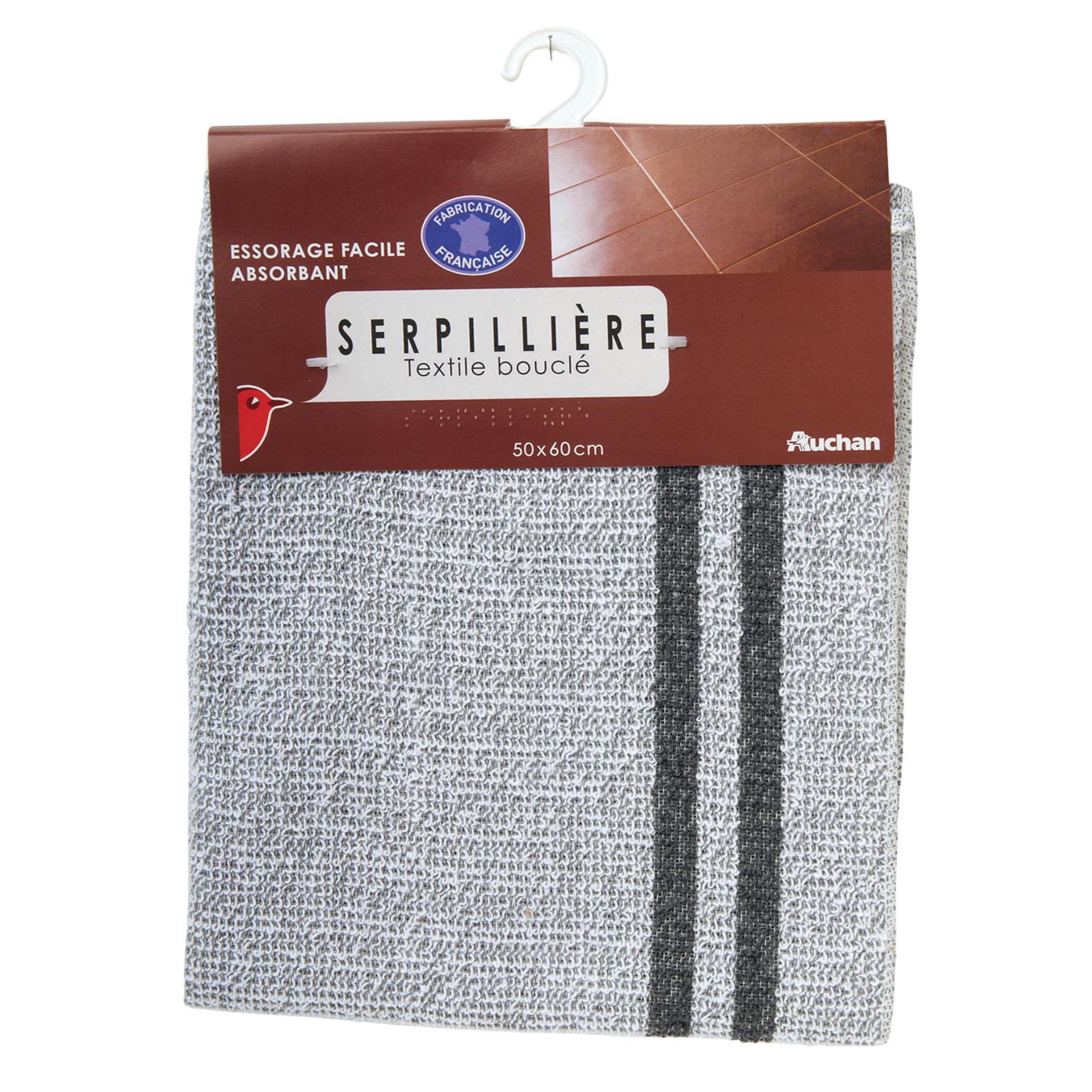 Voir la diapositive 2 : AUCHAN Serpillière coton en textile bouclé 1 serpillière