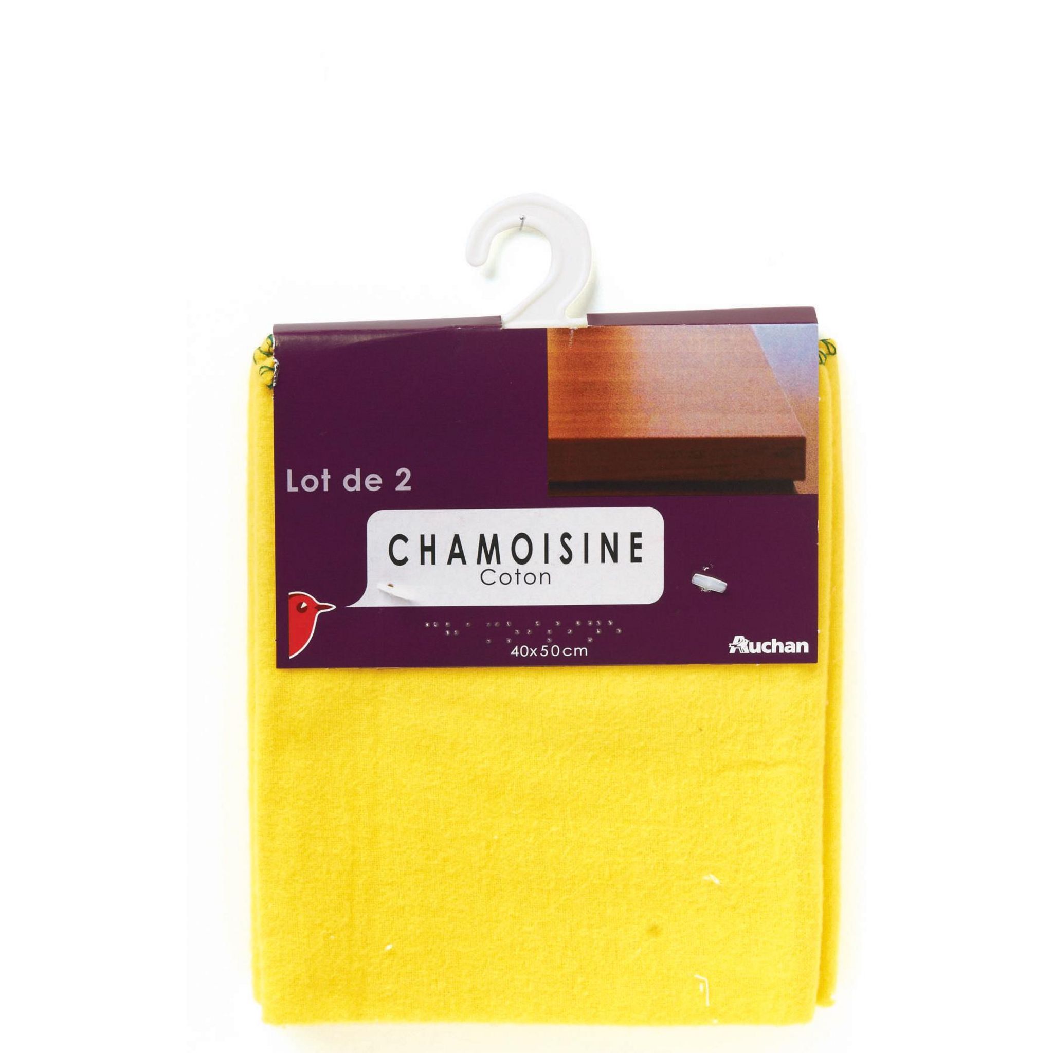 Voir la diapositive 2 : AUCHAN Chamoisines en coton 40x50cm 2 chamoisines