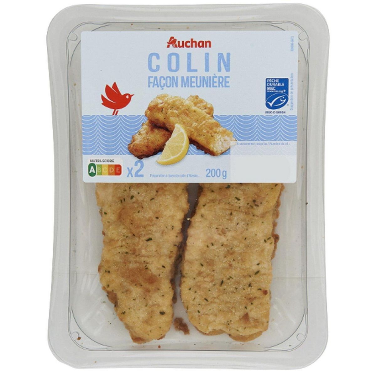 AUCHAN Colin d'Alaska façon meunière MSC 2 pièces 200g