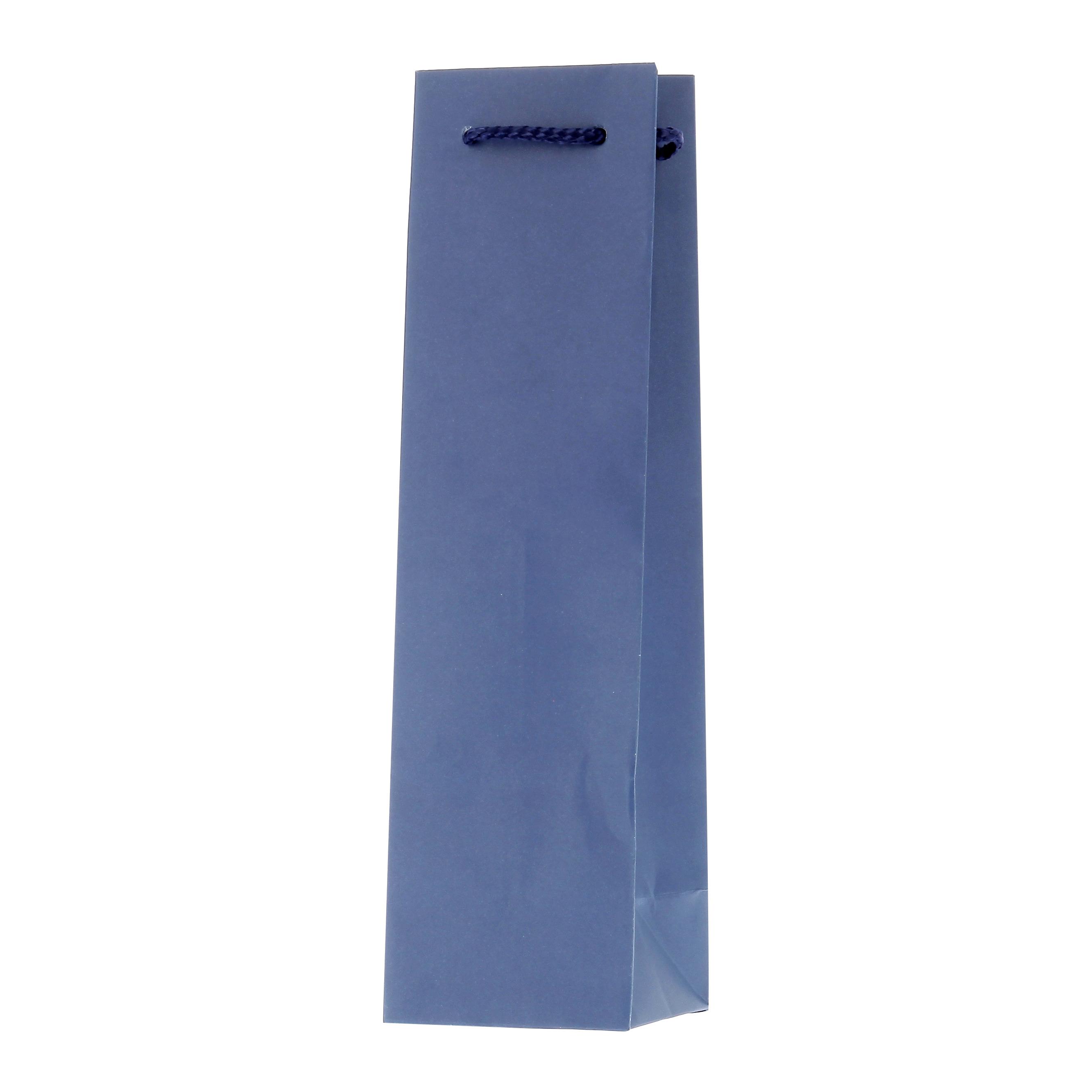 Voir la diapositive 2 : Sac Kraft bleu 1 bouteille de vin 1 pièce
