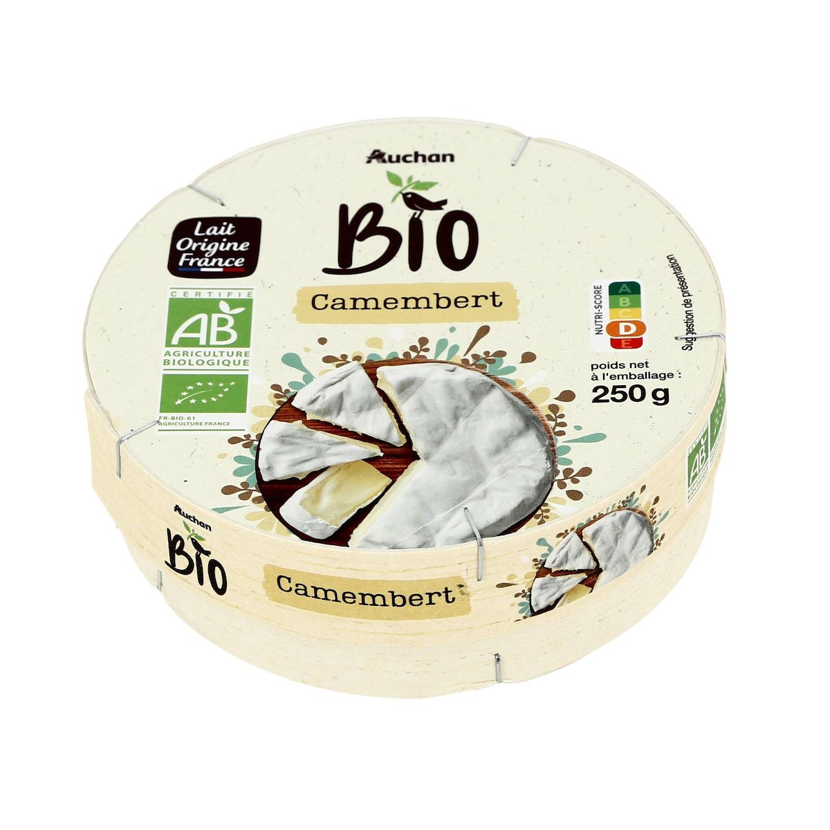 AUCHAN BIO Camembert moulé à la louche 250g