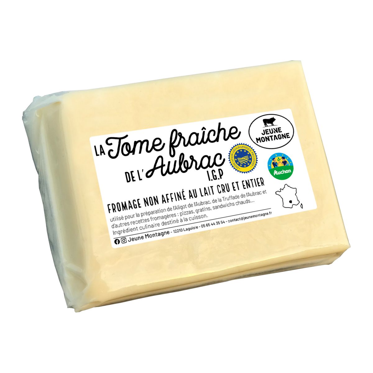 JEUNE MONTAGNE CULTIVONS LE BON Tomme fraîche de l'Aubrac au lait cru entier 500g