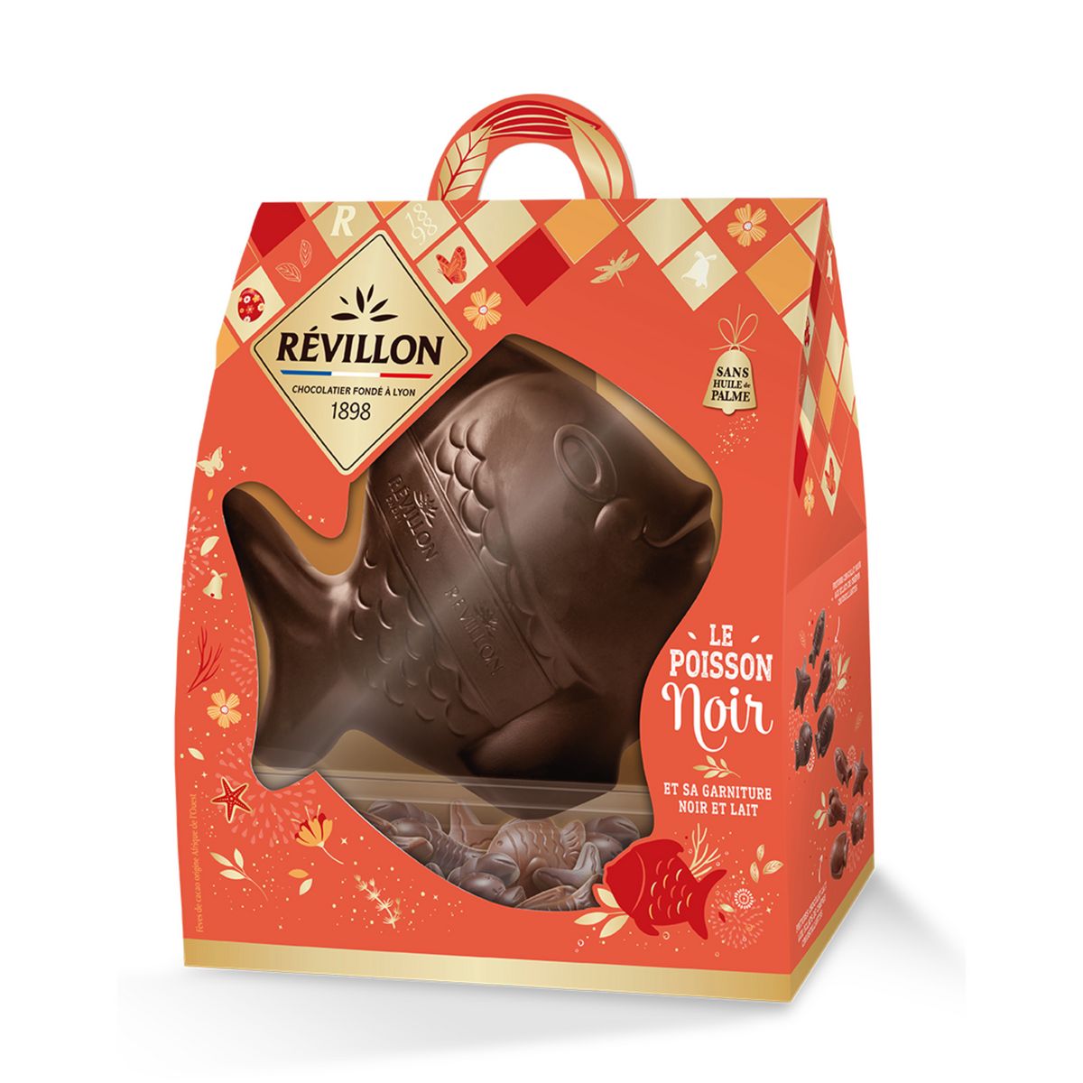 REVILLON CHOCOLATIER Moulage poisson au chocolat noir 1 pièce et garnitures 300g