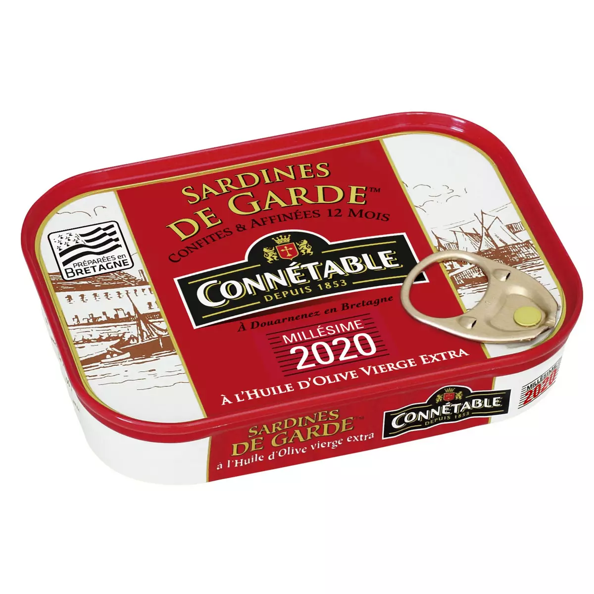 CONNETABLE Sardines de garde millésime 2017 à l'huile d'olive, préparées en Bretagne 115g