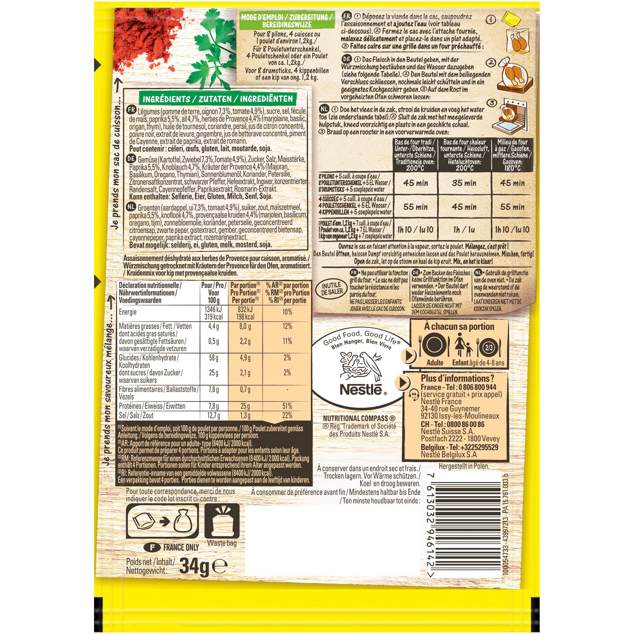 Voir la diapositive 2 : MAGGI Papillotes poulet et herbes de Provence 28g