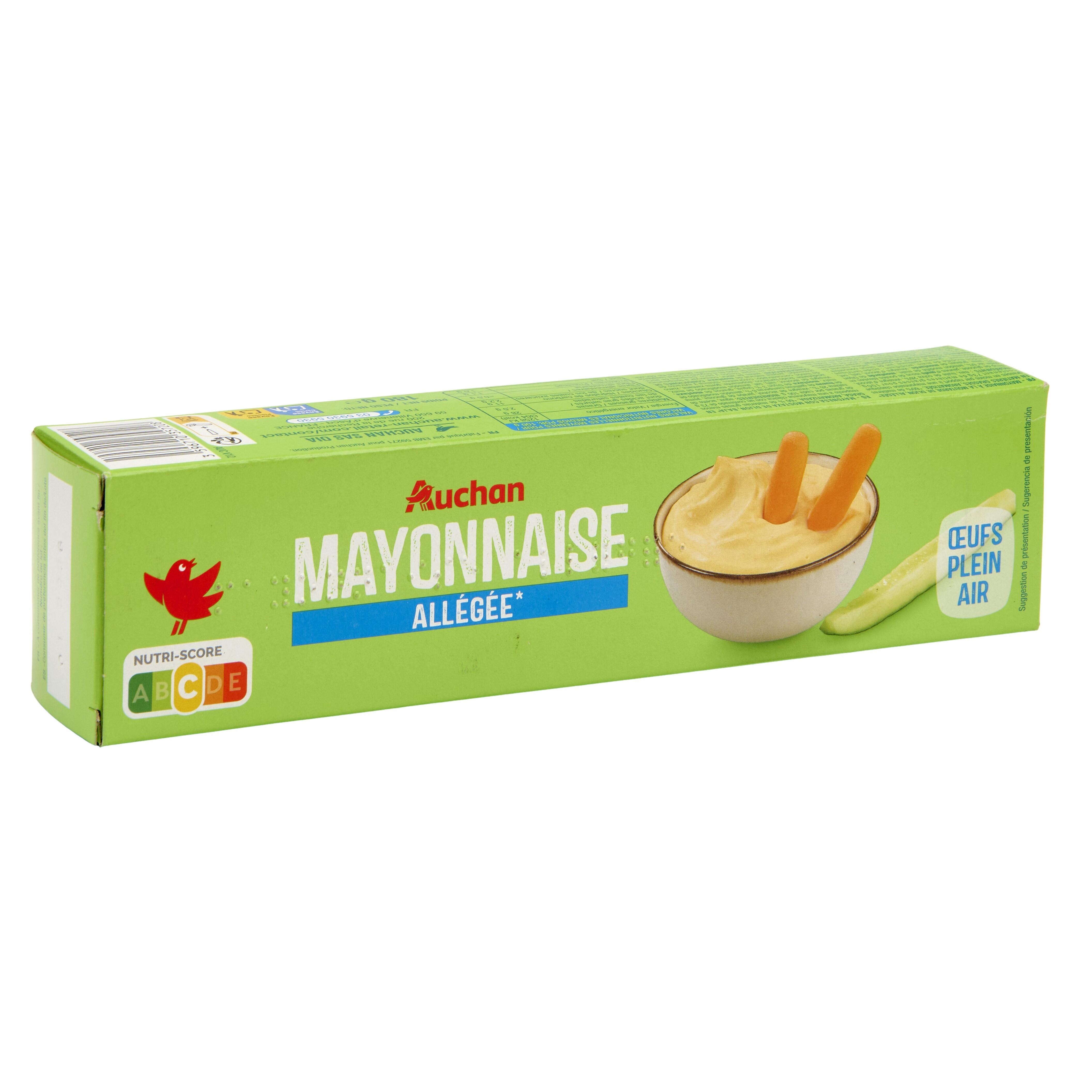Voir la diapositive 3 : AUCHAN Mayonnaise allégée aux œufs frais en tube 180g