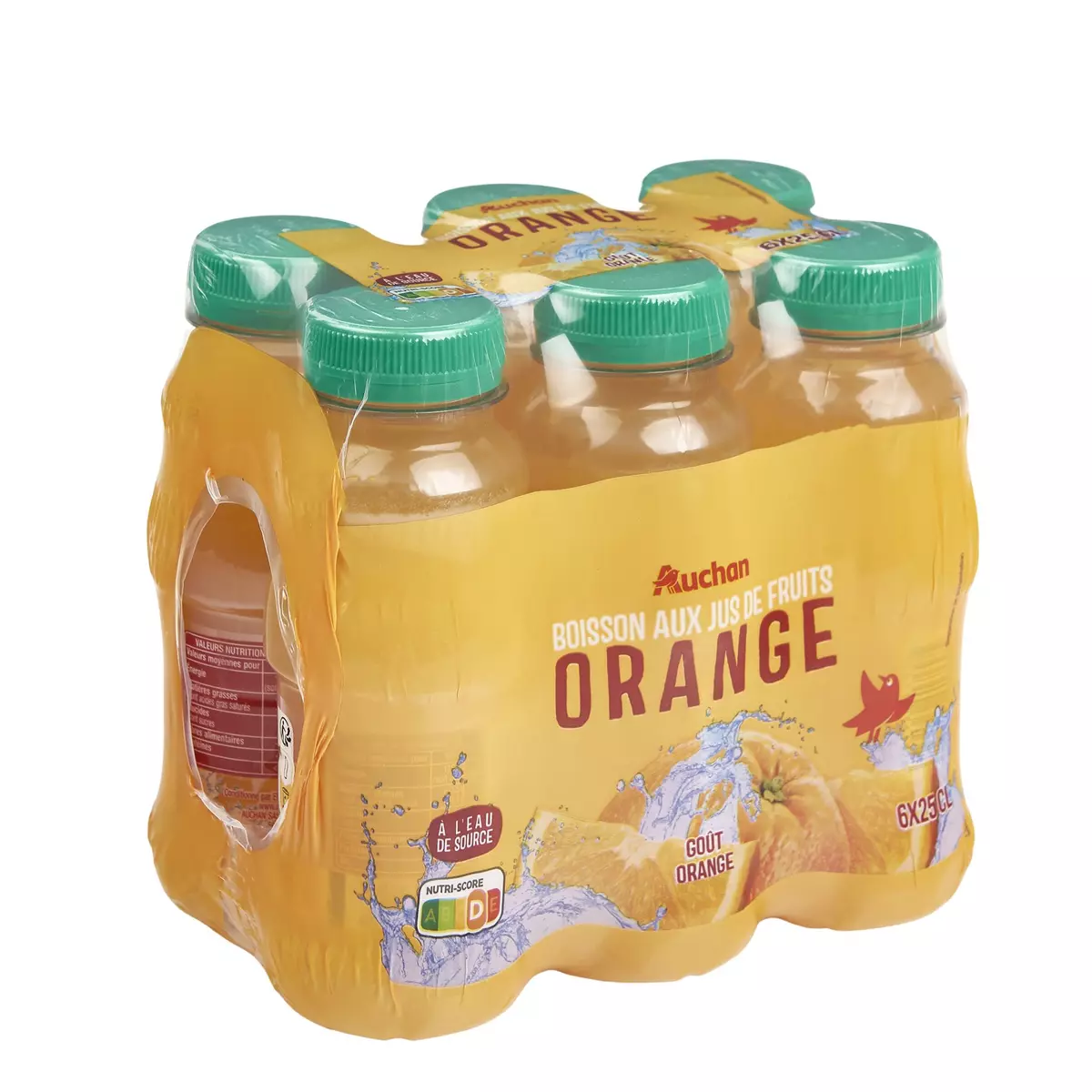 AUCHAN Boisson au jus de fruits à base de concentré goût orange bouteilles 6x25cl