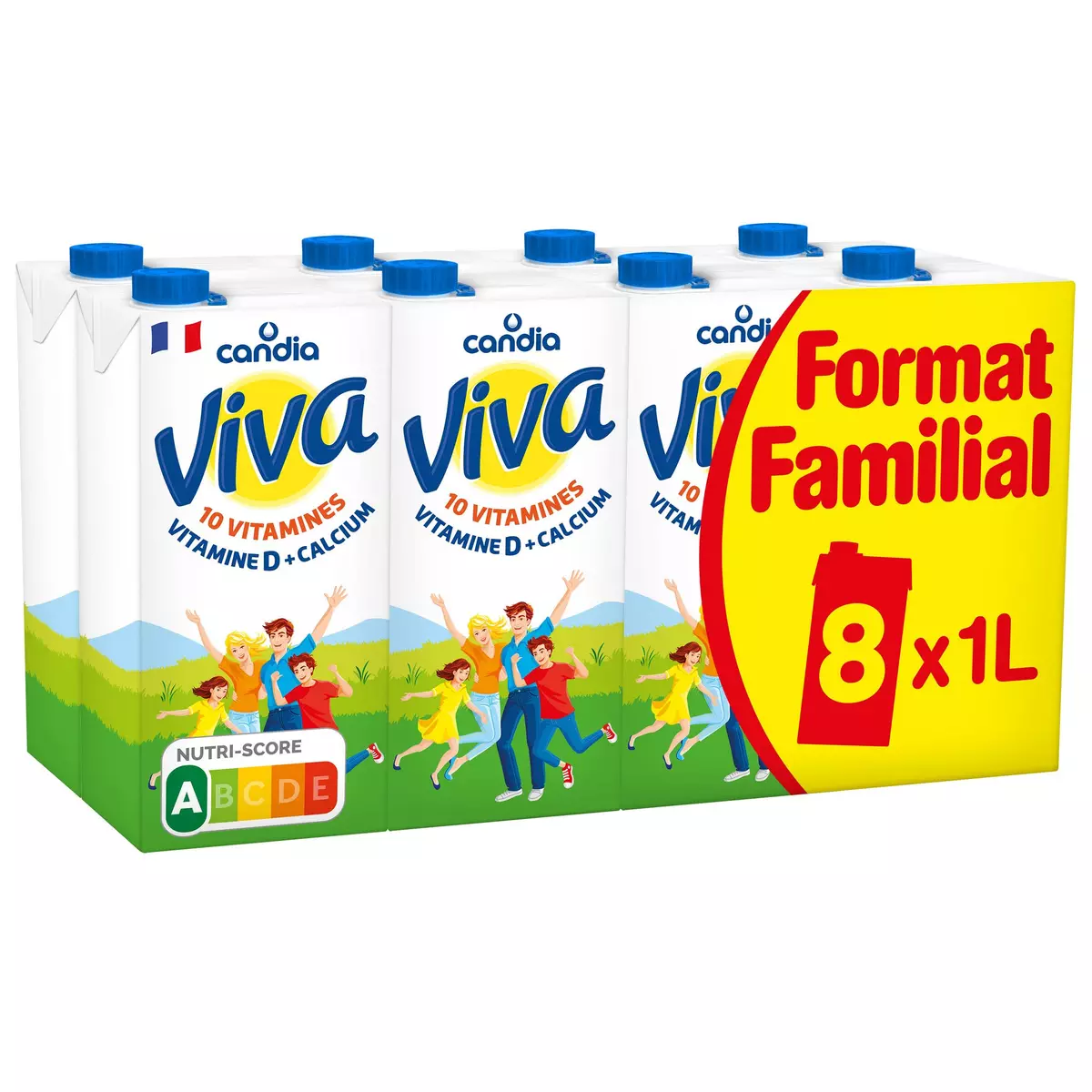 CANDIA Viva lait demi-écrémé vitaminé UHT 8x1L