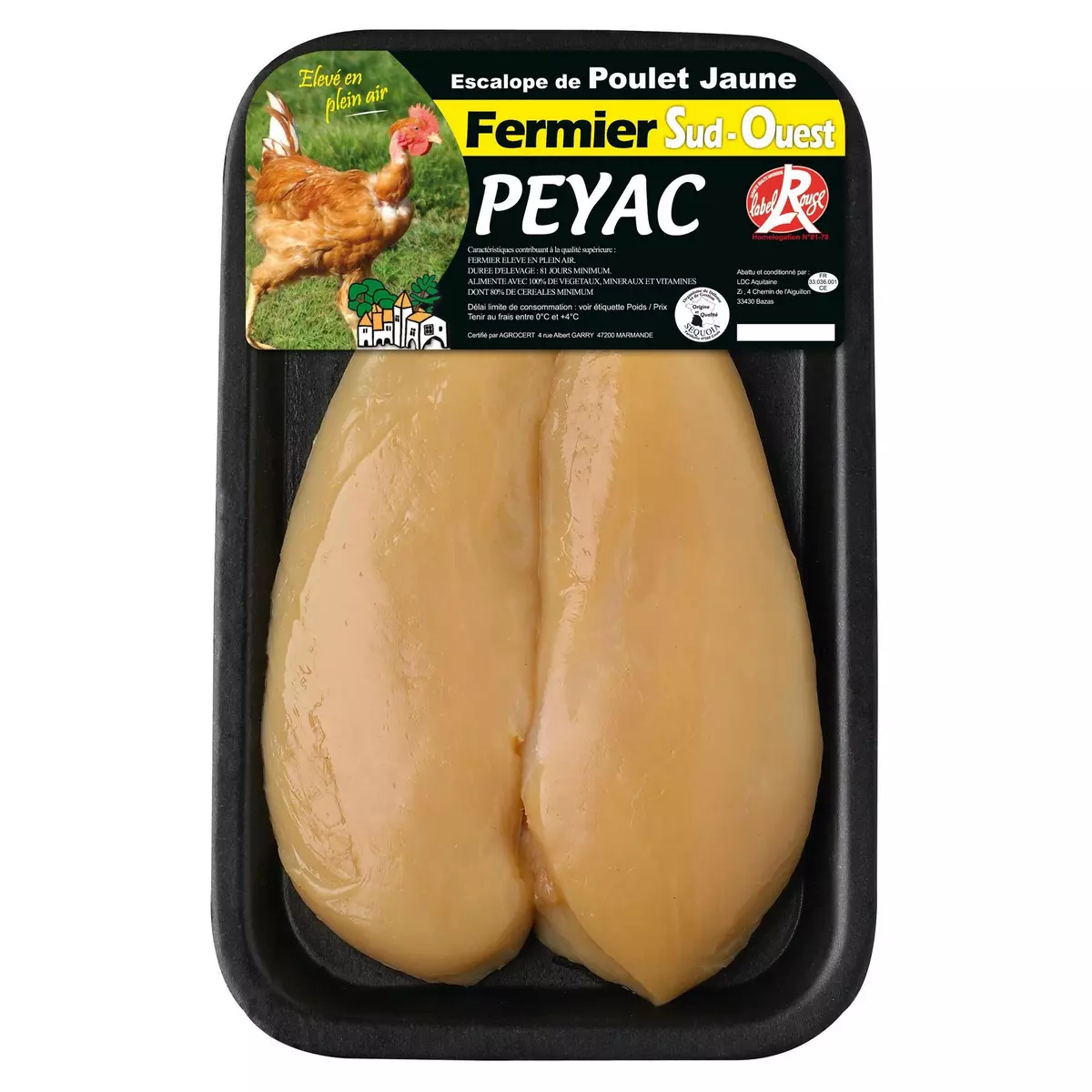 PEYAC Escalope de poulet jaune 260g
