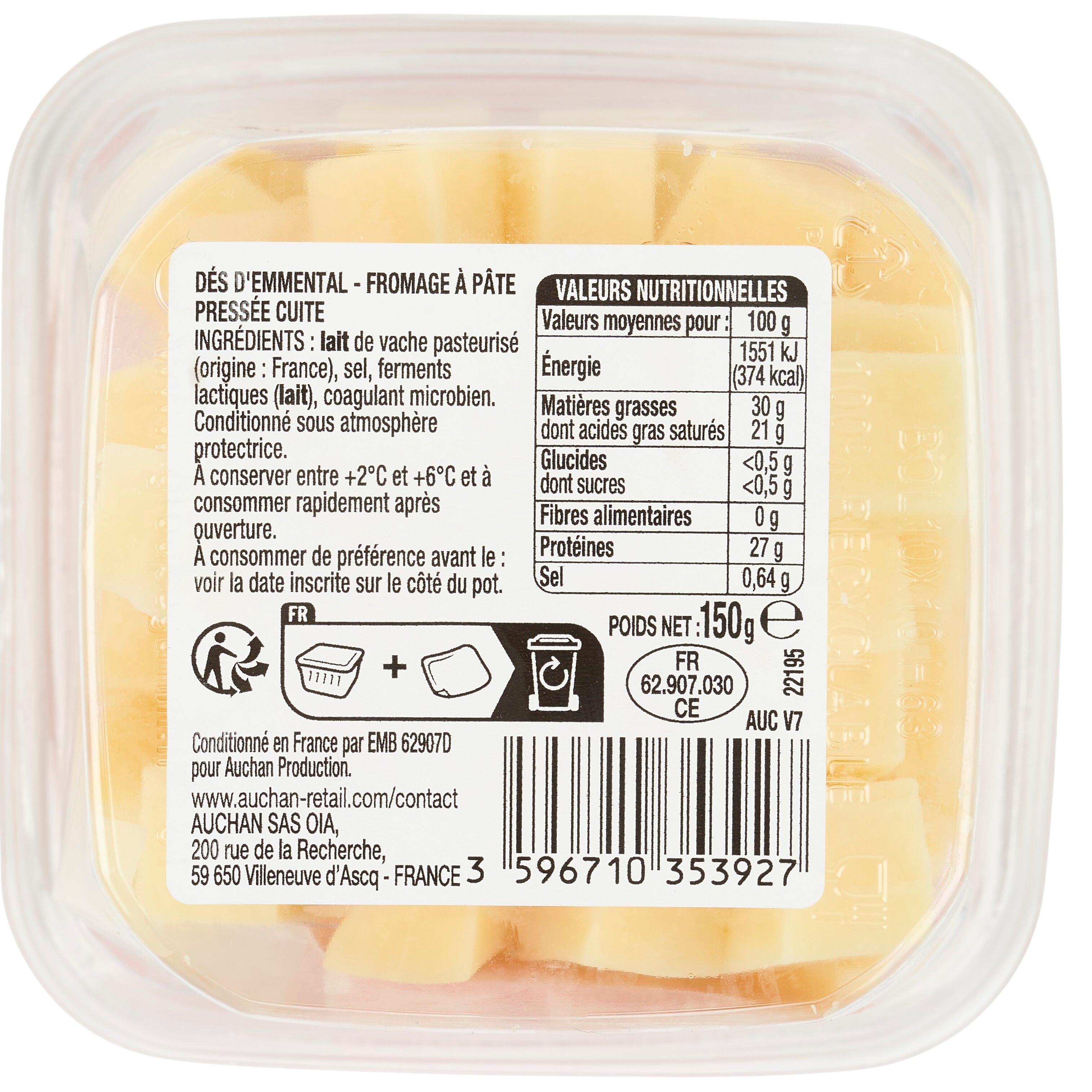 Voir la diapositive 4 : AUCHAN Dès d'emmental 150g