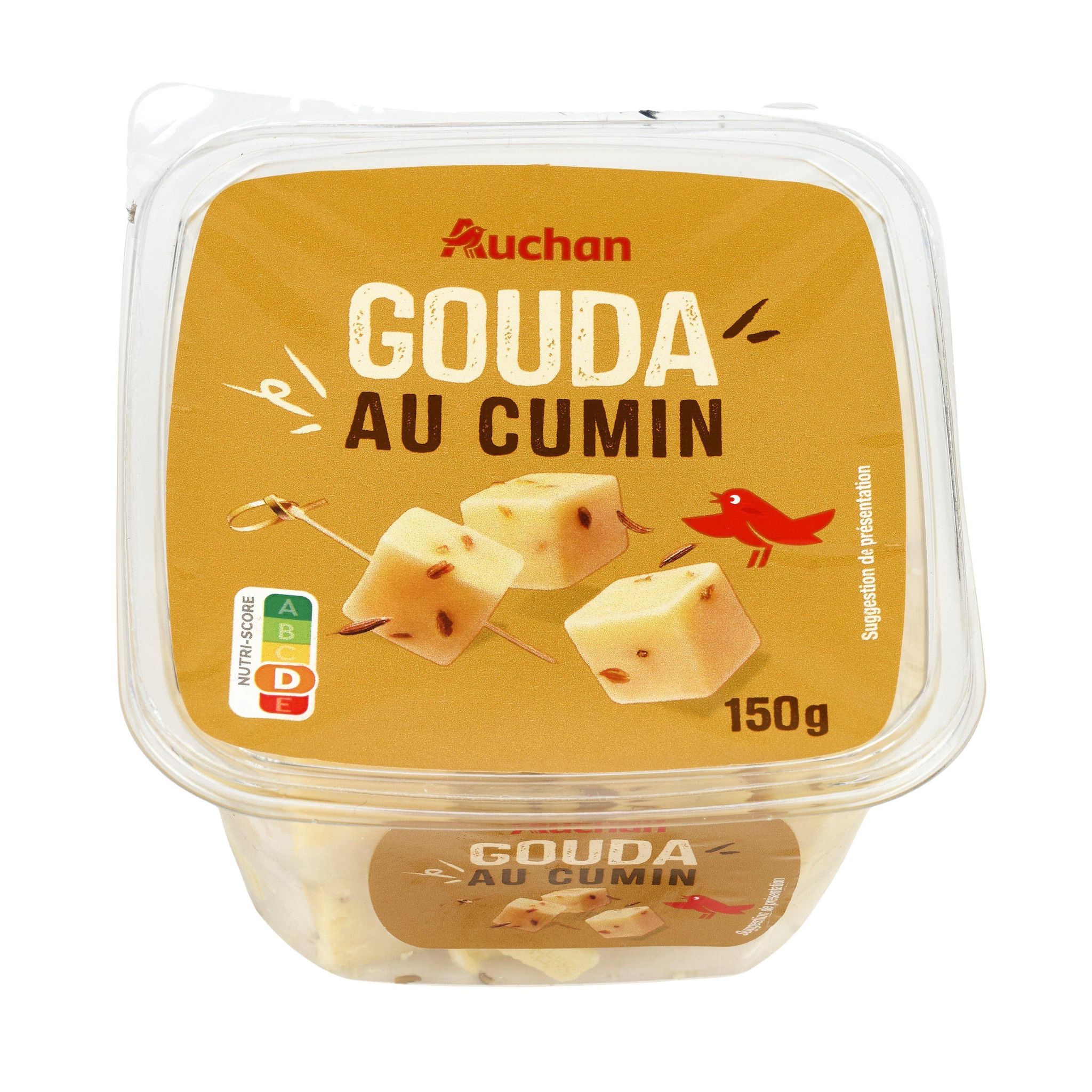 Voir la diapositive 2 : AUCHAN Dès de gouda au cumin 150g